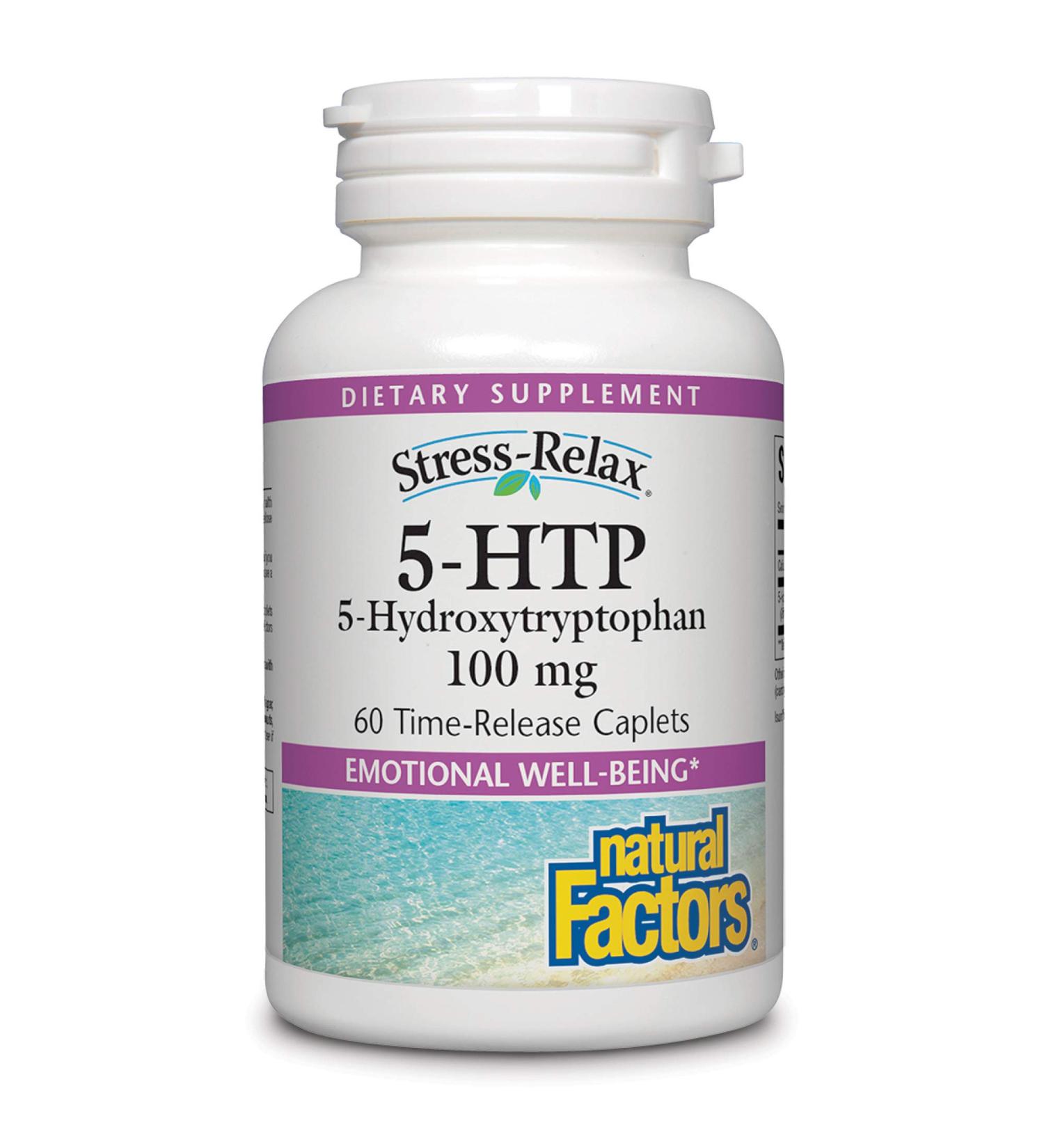 Natural Factors Stress-Relax 5-HTP 100mg | 60 Enteric Coated Caplets for Mood Support - Buy Online on GoSupps.com