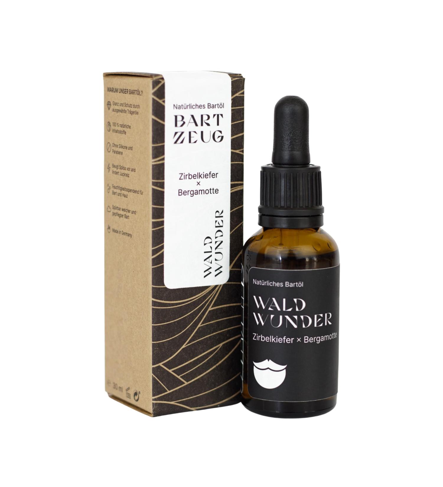 Barteitzeug Beard Oil Waldwunder - 100% Natural Zirbelkief & Bergamot - 30ml - Soothes Itching & Softens Beard - International Shipping Available - Buy Online on GoSupps.com