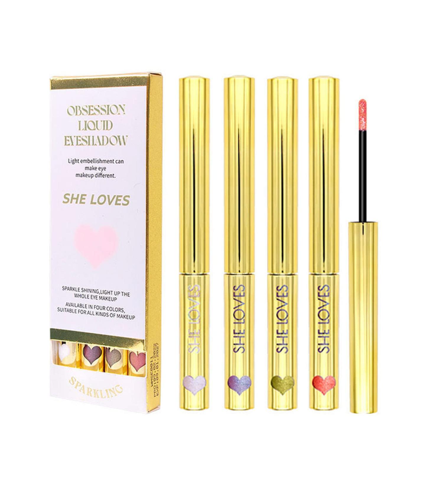 4Pcs Liquid Eye Lasting Glitter Eyeshadow Liquid Multi-Dimensional Eye Looks Eye with Applicator Eyeshadow Liquid-Set - Buy Online on GoSupps.com