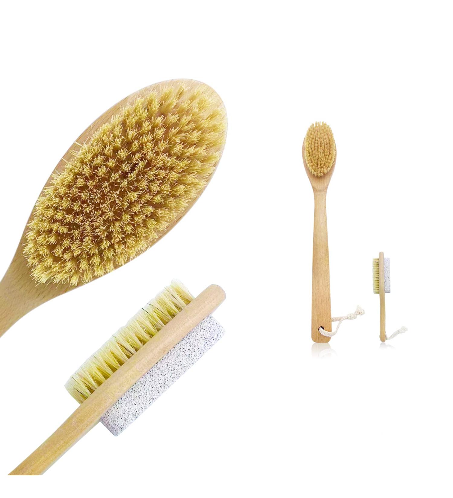 CARELAX Long Handle Back Scrubber Brush with Pumice Stone - Body Exfoliating for Shower and Dry Brushing - Buy Online on GoSupps.com