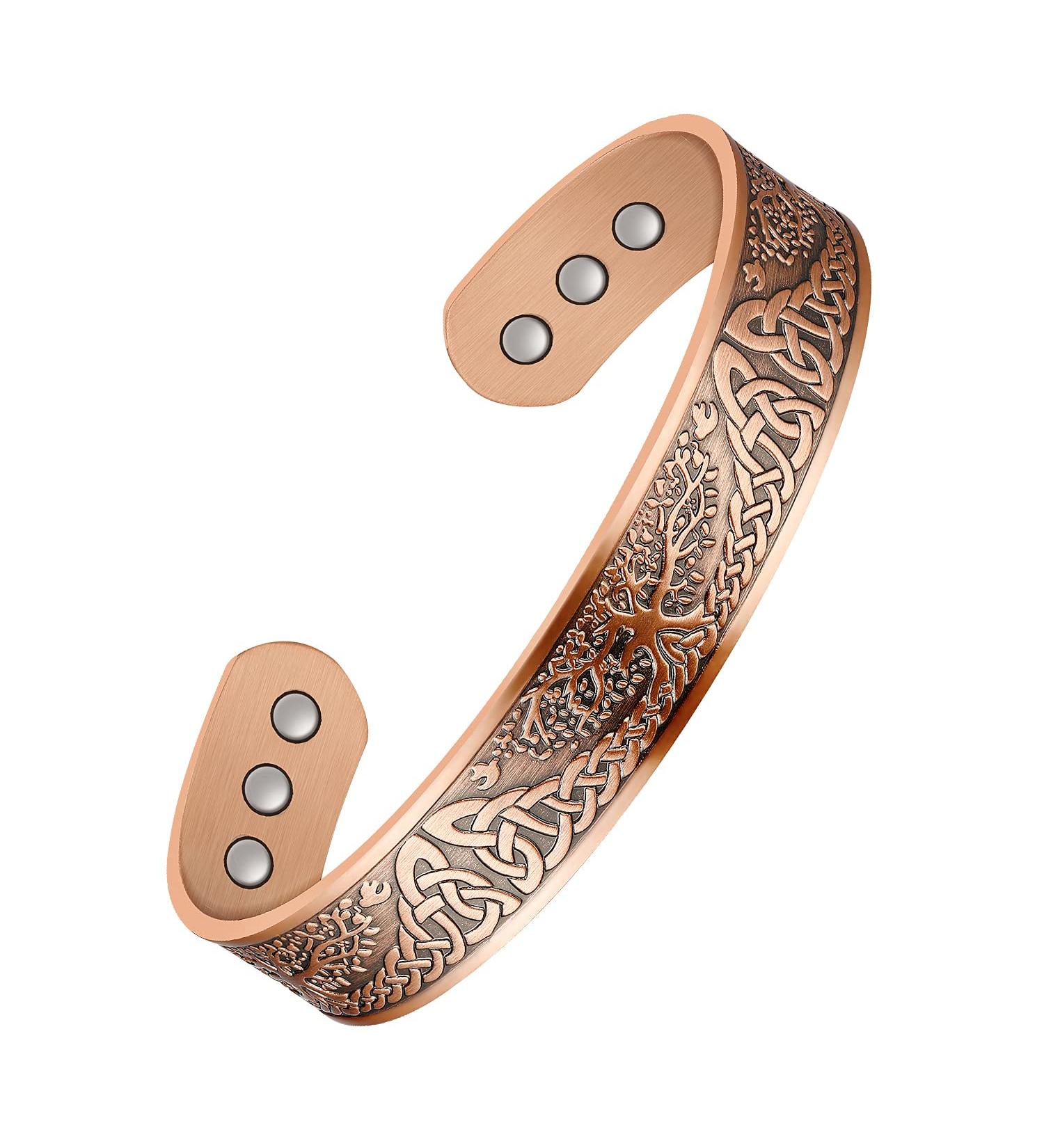 Jeracol Copper Magnetic Bracelet | 100% Solid Copper Cuff Bangle with Powerful Magnets | Adjustable Size | 3500 Gauss | Jewelry Gift Box - Buy Online on GoSupps.com