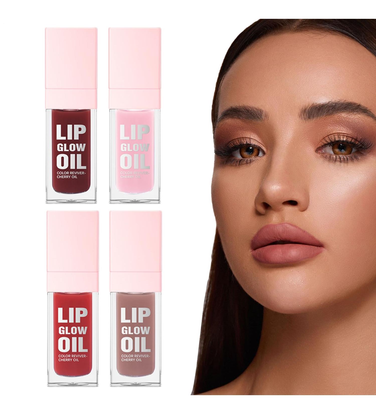 Set of 4 glossy lips long-lasting moisturizing color with lip plumper effect glossy for girls | for girls women makeup party beauty and gifts - Buy Online on GoSupps.com