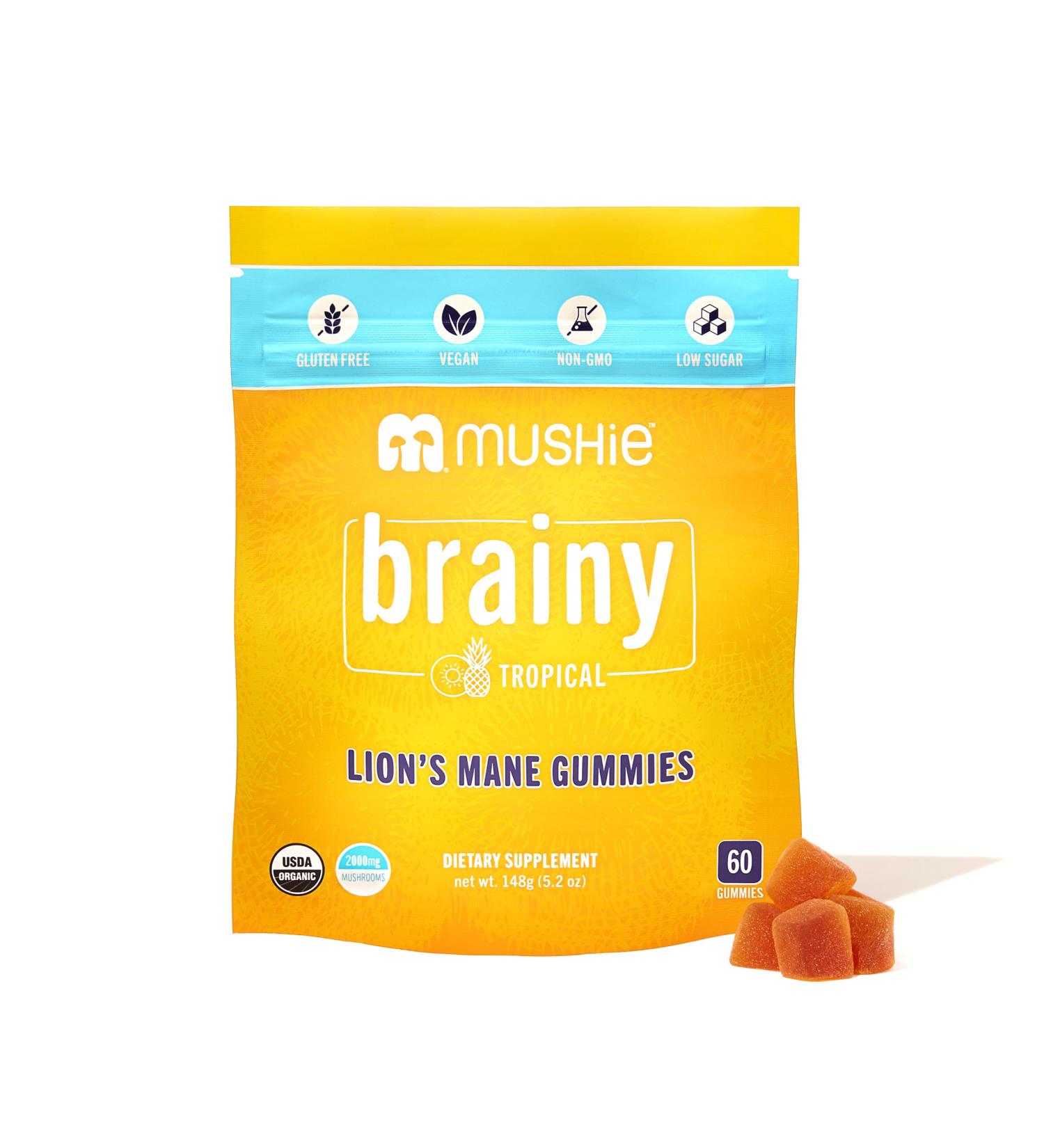 Mushie 100% Organic Lion s Mane Mushroom Gummies - 2000mg (75mg A & B-Glucans) for Brain Health Focus & Memory - 60 Organic Lions Mane Gummies for Adults & Kids - Buy Online on GoSupps.com
