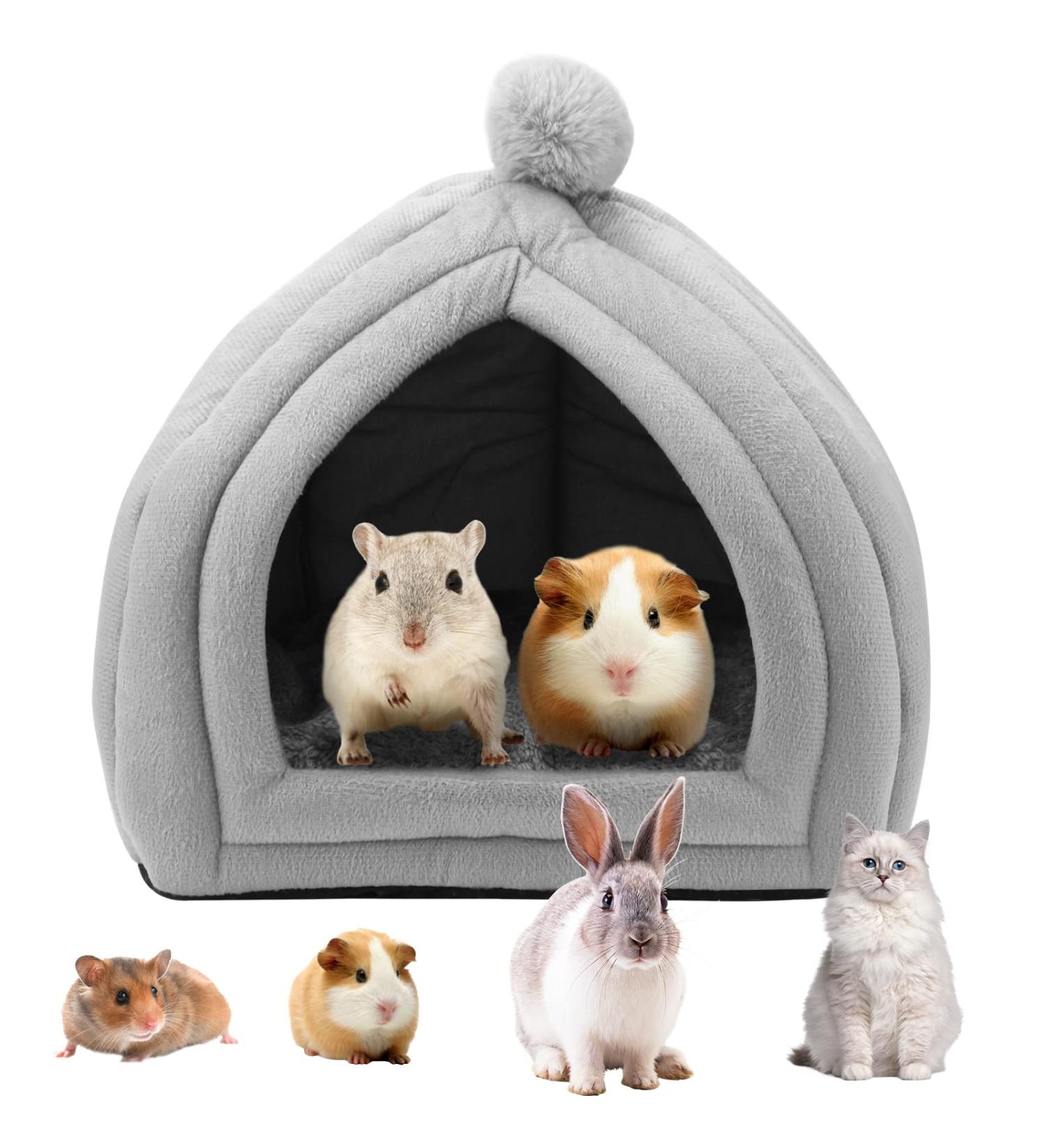Small Animal Pet Winter House Pet Tent Cave Bed for Cats/Small Dogs Guinea Pig Bed Cat Bed House Rabbit Bed Warm Guinea Pig Cave Beds with Removable Cushion for Hamster Small Animals 25x25CM Gray - Buy Online on GoSupps.com