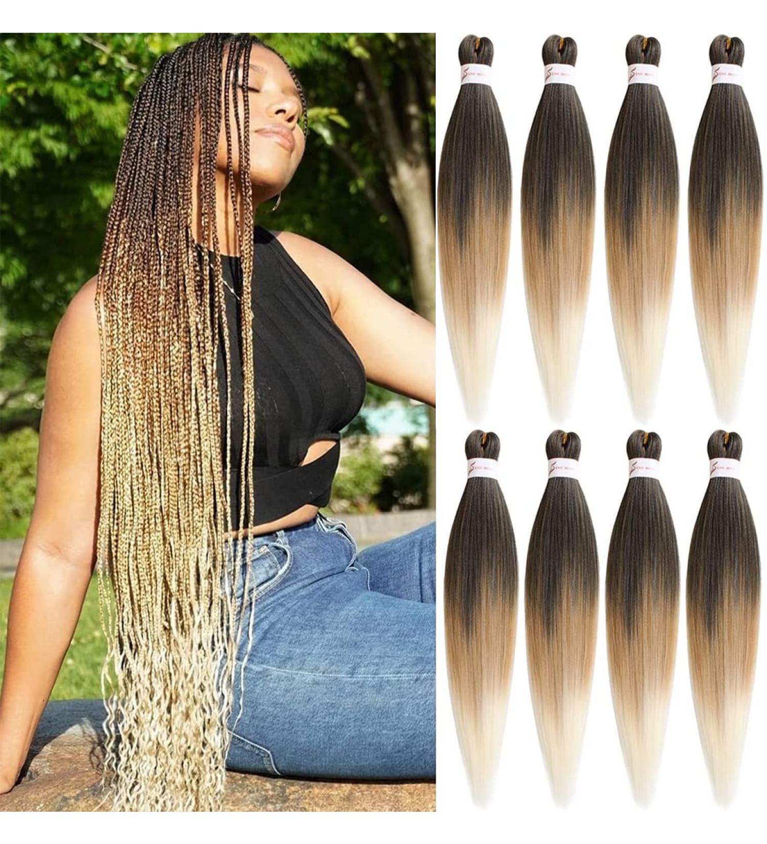 Leeven 8 Packs Pre Stretched Braiding Hair Extension 36 Inch Ombre EZ Braids Crochet Hair for Box Braids Pre Stretched Braiding Hair Extensions /1B27613# 36 Inch (Pack of 8) 1B/27/613# - Buy Online on GoSupps.com
