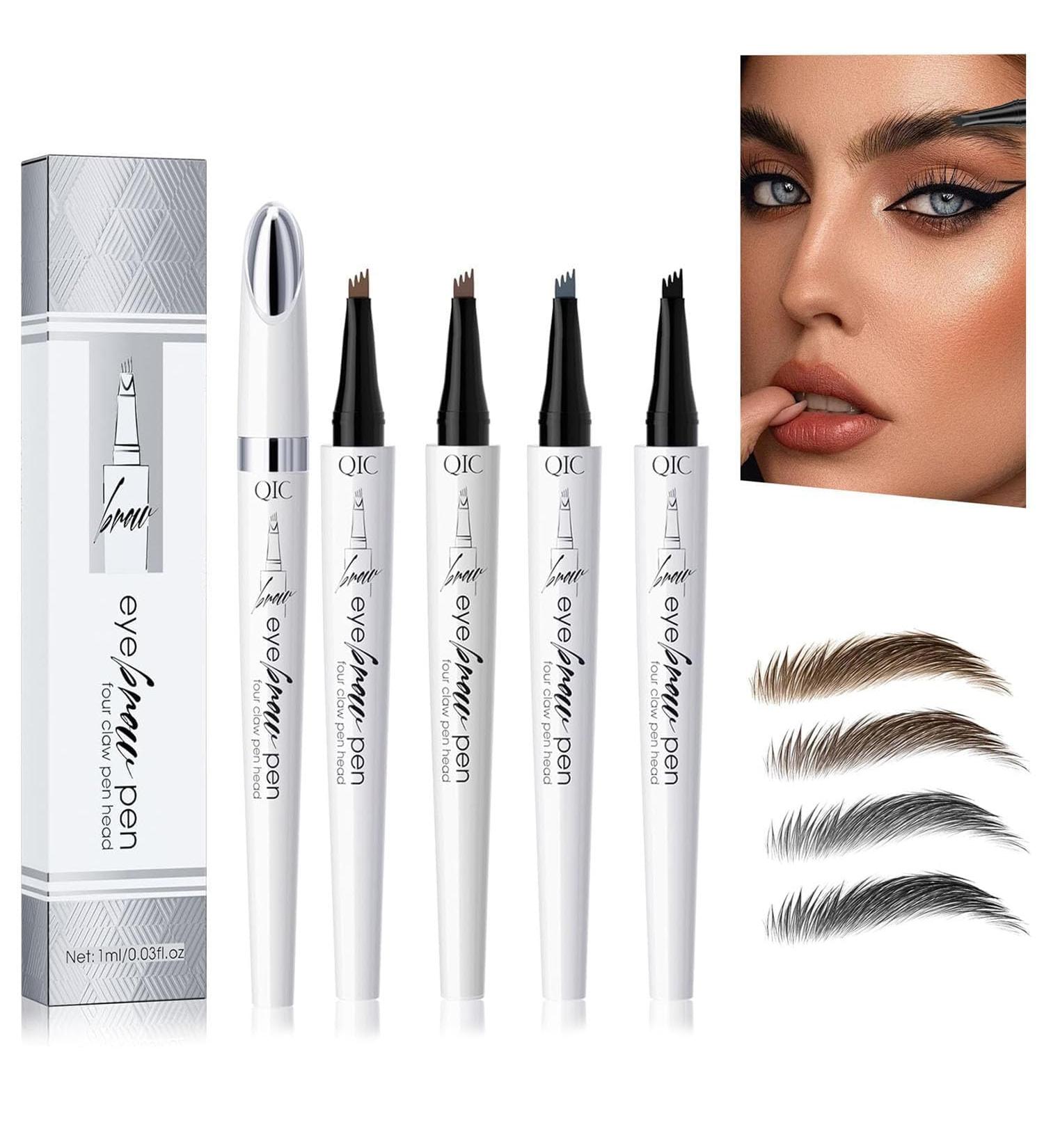 Microblading Eyebrow Pen Natural Makeup Eyebrow Brush 4 Tip Eyebrow Pencil 3D Waterproof and Sweat-proof Eyebrow Pencil Contouring Pen Long-Lasting Magic Eyebrow Pencil (4 Colors) - Buy Online on GoSupps.com