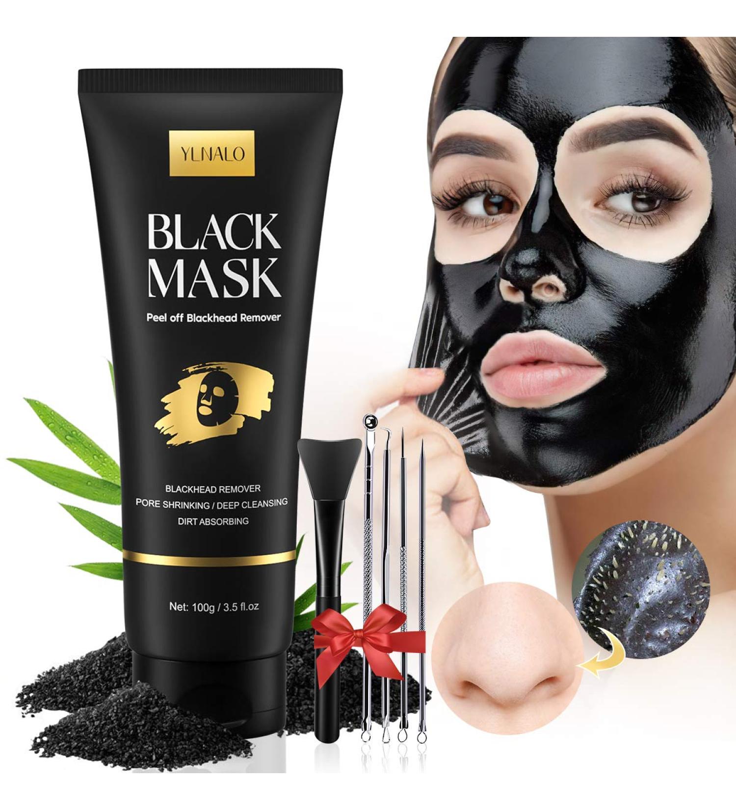 Charcoal Blackhead Remover Mask Kit with Brush and Extractors - Deep Cleansing for Face, Nose, Pores, Acne - Suitable for All Skin Types (3.5 Fl.oz) - Buy Online on GoSupps.com