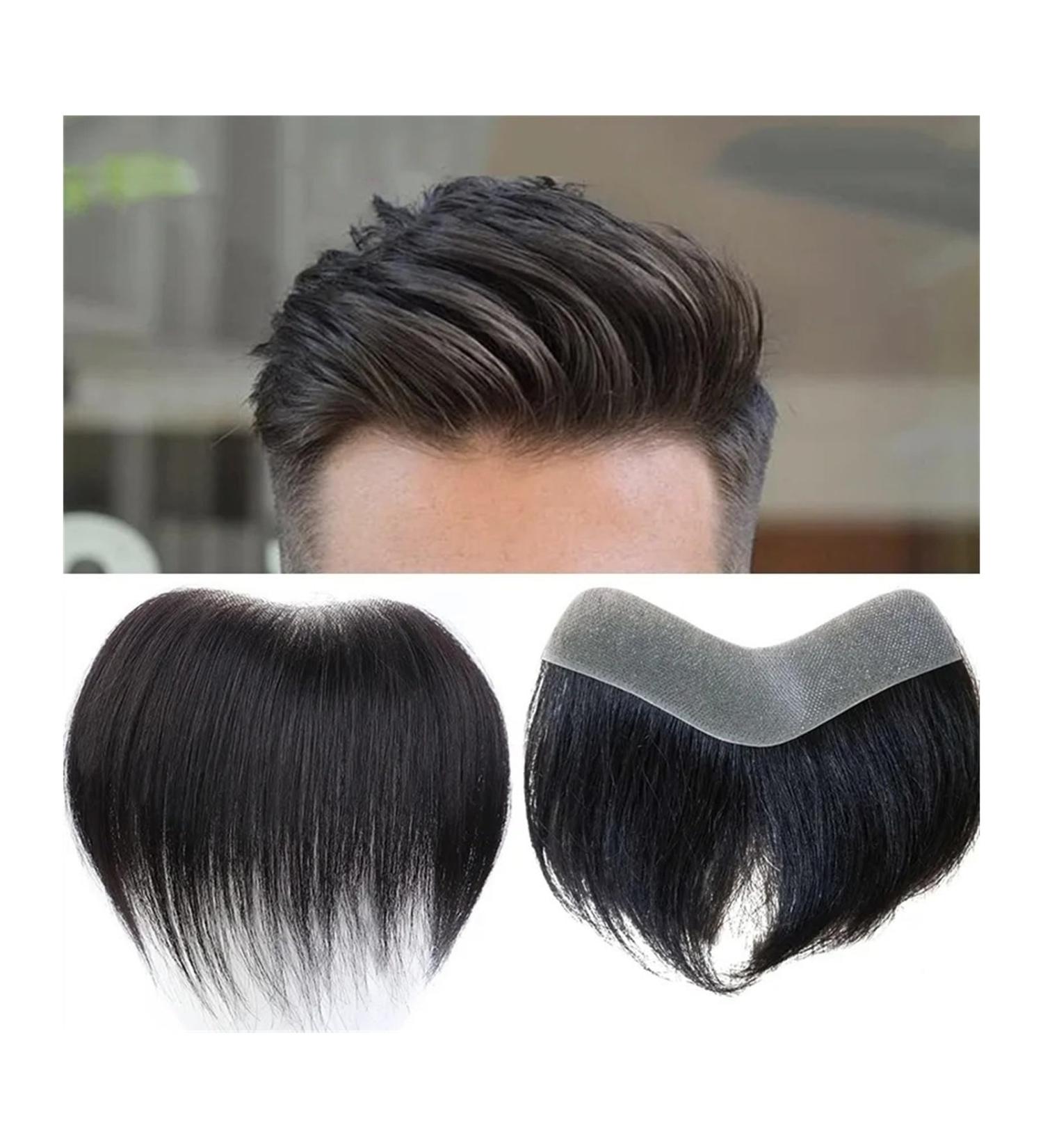 Men Toupee Men's Hairline Toupee 100% Real Human Hair Forehead Hairpiece V-Shape Male Toppee PU Thin Skin Natural Hairline Straight Hair Replacement System Men Hair Tropper (Color : 4cmx16cm Size 100% 4cmx16cm - Buy Online on GoSupps.com