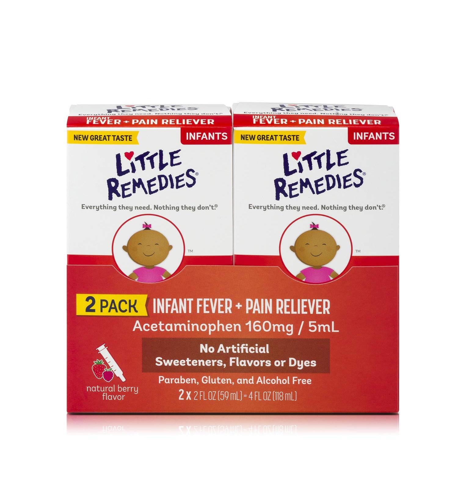 Little Remedies Infant Fever & Pain Reliever 2 Fl Oz - Natural Berry Flavor (Pack of 2) - Buy Online on GoSupps.com