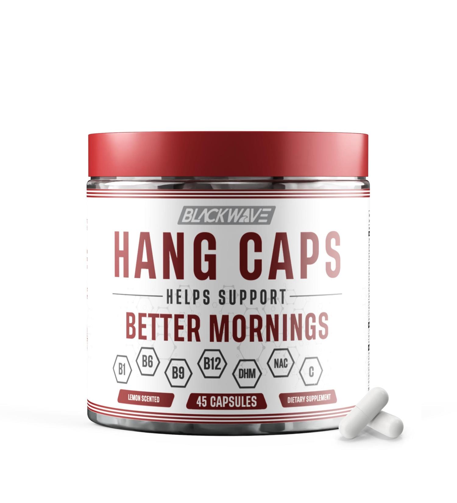 BlackWave Hang Caps - Recovery Capsules After Drinking Aid - DHM (Dihydromyricetin) After Alcohol Recovery Supplement - Hangover Relief with Ginger Milk Thistle and B vitamins - 45 Liver Aid Capsules - Buy Online on GoSupps.com