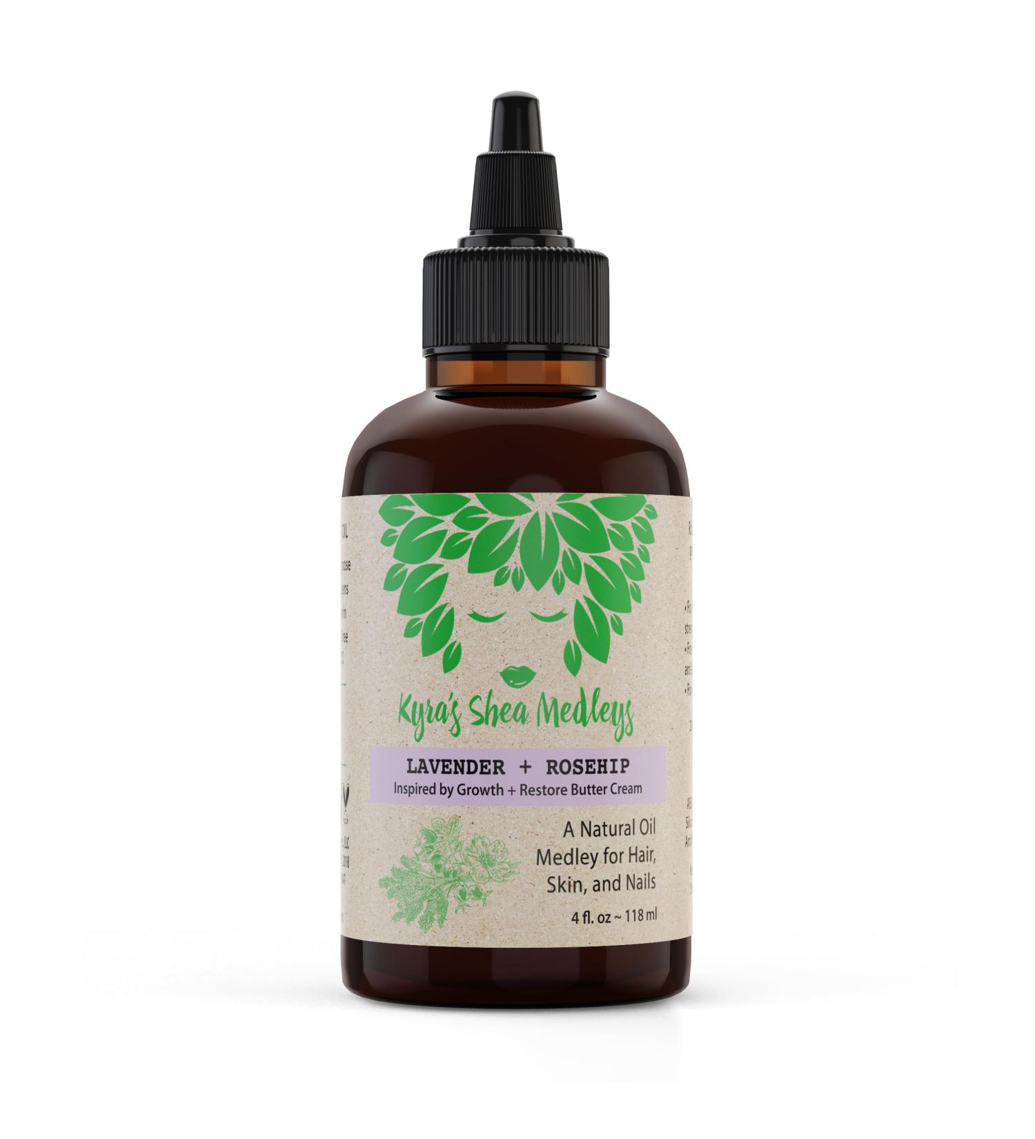 Multiuse Lavender & Rosehip Oil Medley for Face Body & Hair - Natural Moisturizer with Shea Vitamin E & Essential Oils - 4 oz - Buy Online on GoSupps.com