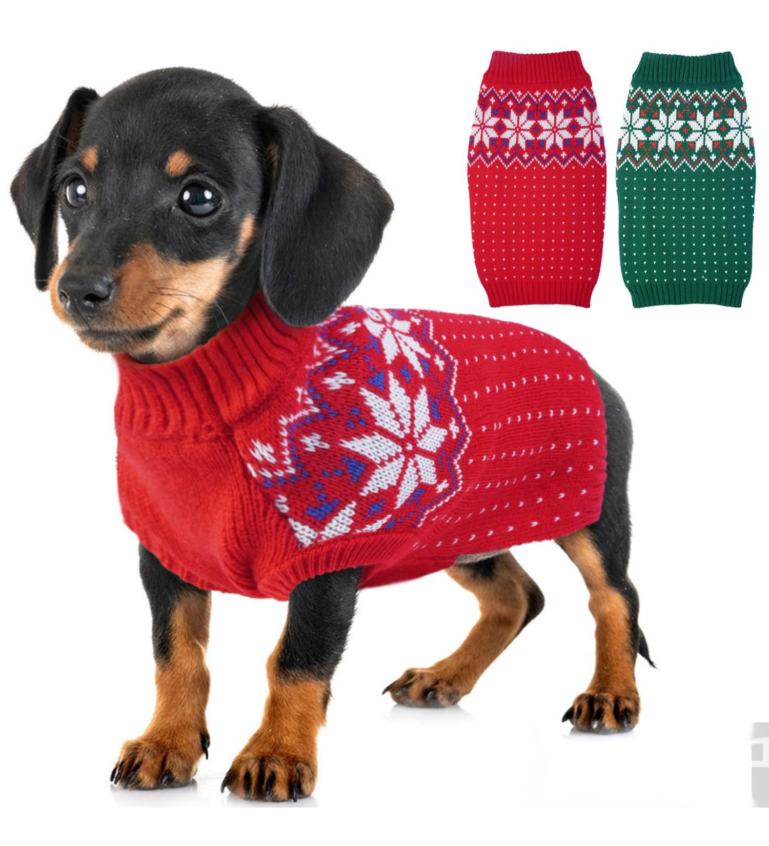 Shop Katzinst Dog Sweater for Small Dogs | Christmas Fleece Sweater for French Bulldogs Dachshunds & Chihuahuas - XS Red - Buy Online on GoSupps.com