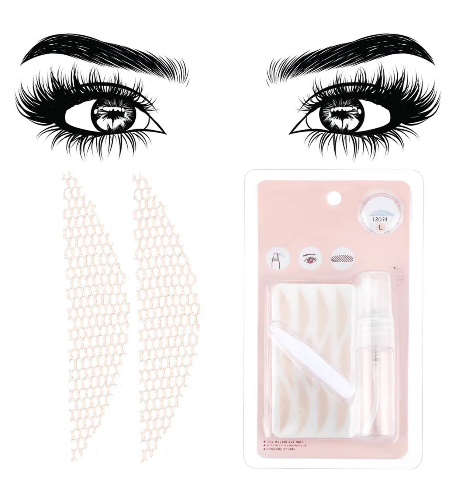 WLLHYF 240 Pieces Invisible Lace Double Eyelid Tape Lifter Strips Glue-Free Eye Lift Strips Makeup Tape Set with Bottle and Clip for Droopy Lids Hooded Eyes Women - Buy Online on GoSupps.com