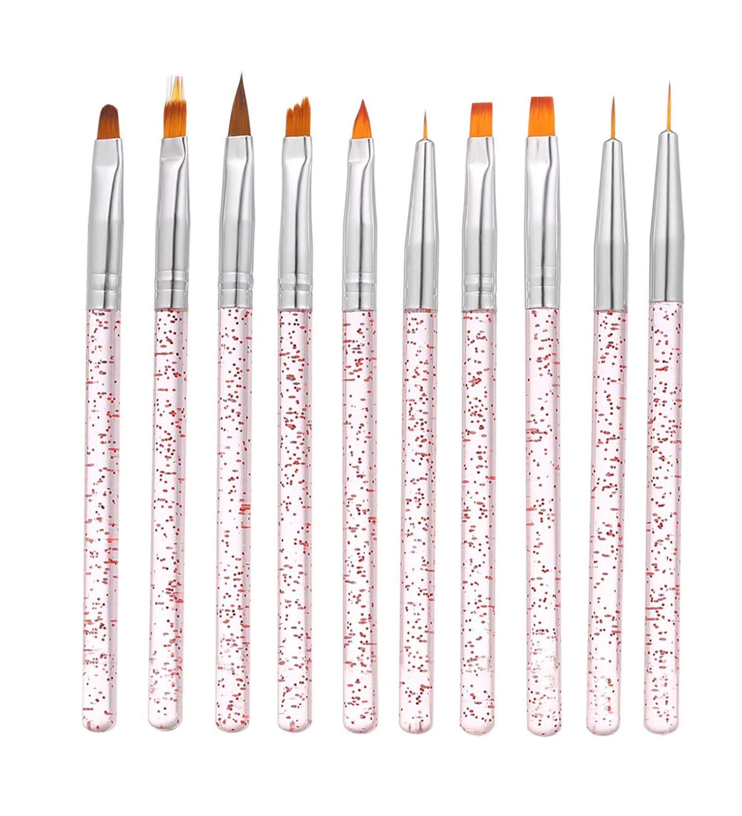 10pcs Nail Art Brush Set - Flat Line UV Gel & Acrylic Painting Tools for Manicure - Buy Online on GoSupps.com