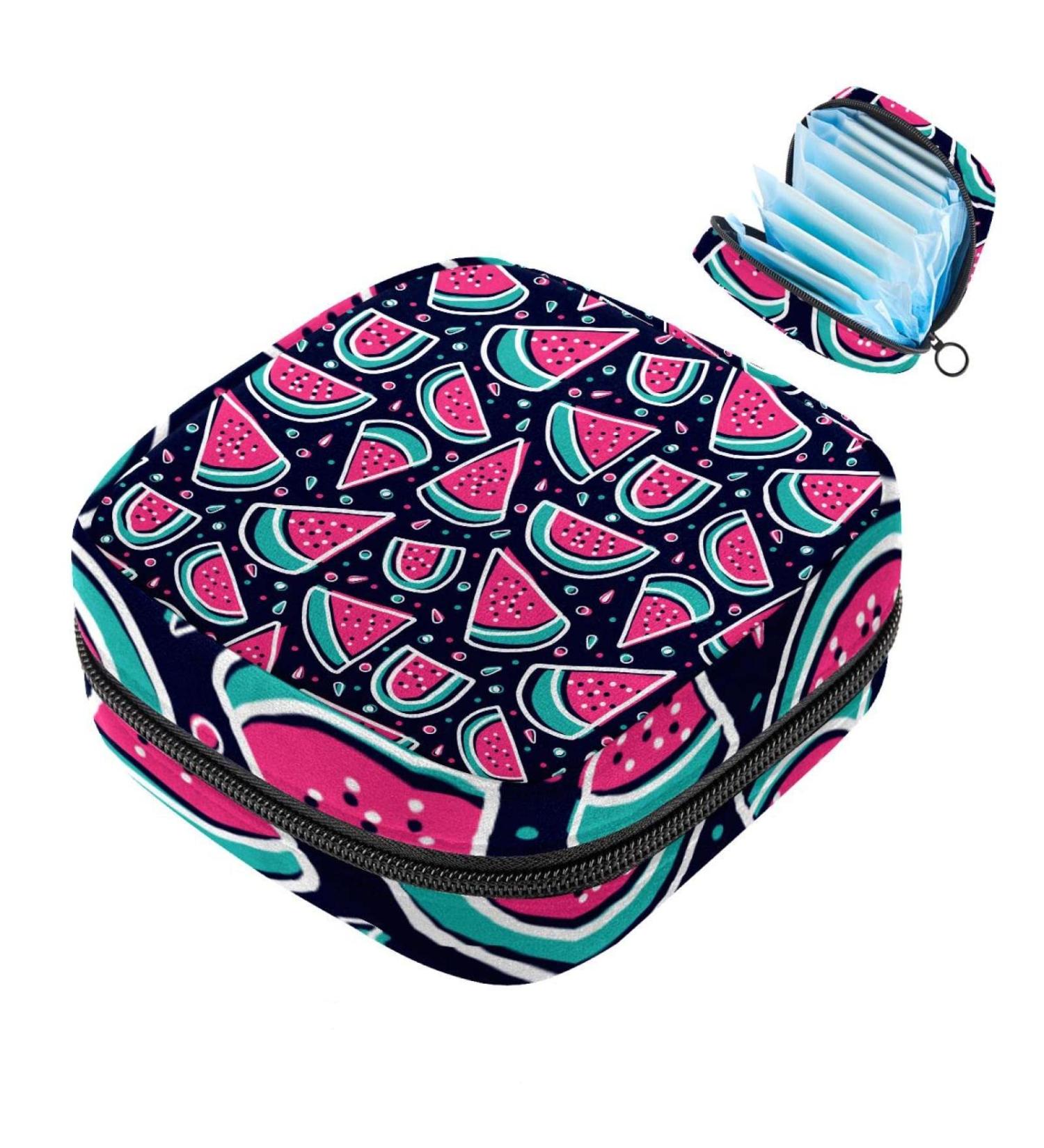 Colorful Watermelon-Disc Storage Bags for Women | Portable Menstrual Cup & Pads | Stylish Zip Bags for Teens & Girls - Buy Online on GoSupps.com