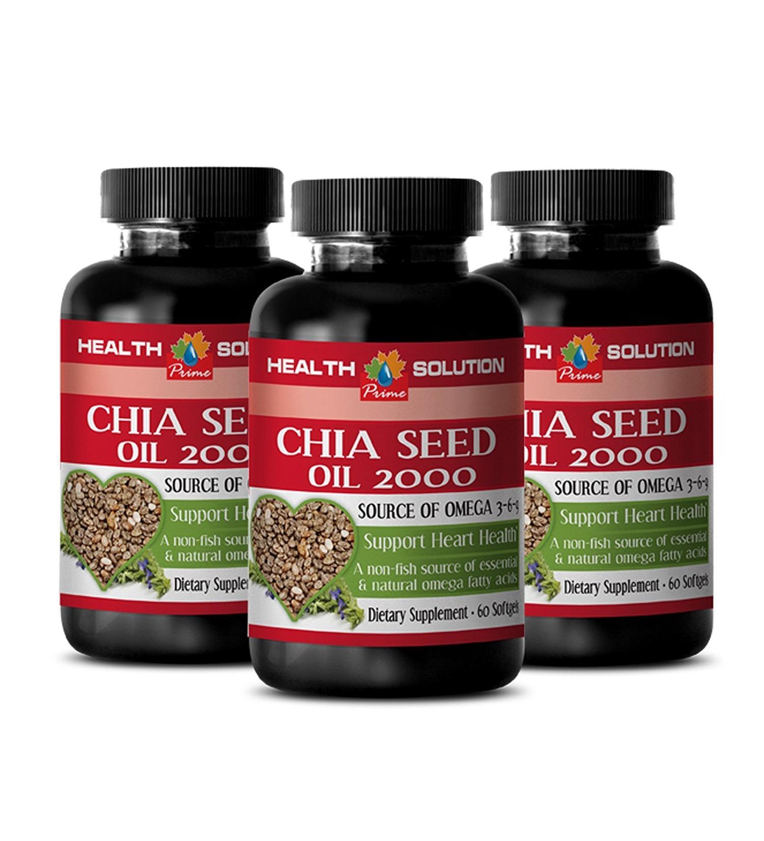 Chia Oil softgels - CHIA Seed Oil 2000 - chia Seed Oil Organic Cold Pressed - chia Seeds Organic chia Seed Oil Omega chia Oil for Hair chia Oil for face chia Seed Oil softgels - 3 Bot 180 Caps