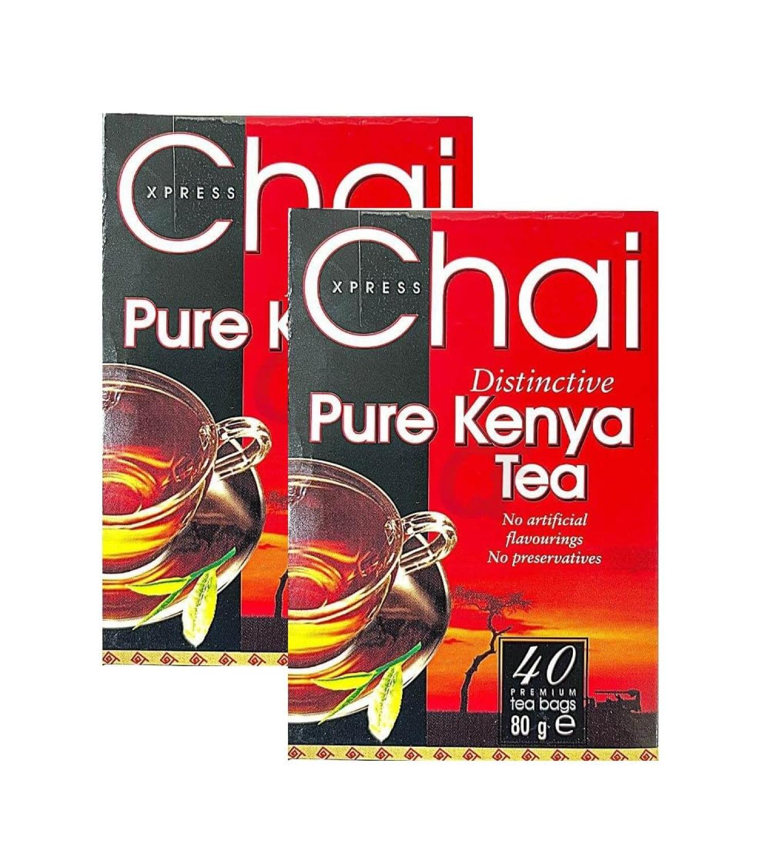 Chai Xpress Pure Kenya Tea | 40 Tea Bags | Distinctive Tea | No Artificial Flavourings | No Preservatives | Indian Origin | 80G | Pack Of 2 - Buy Online on GoSupps.com