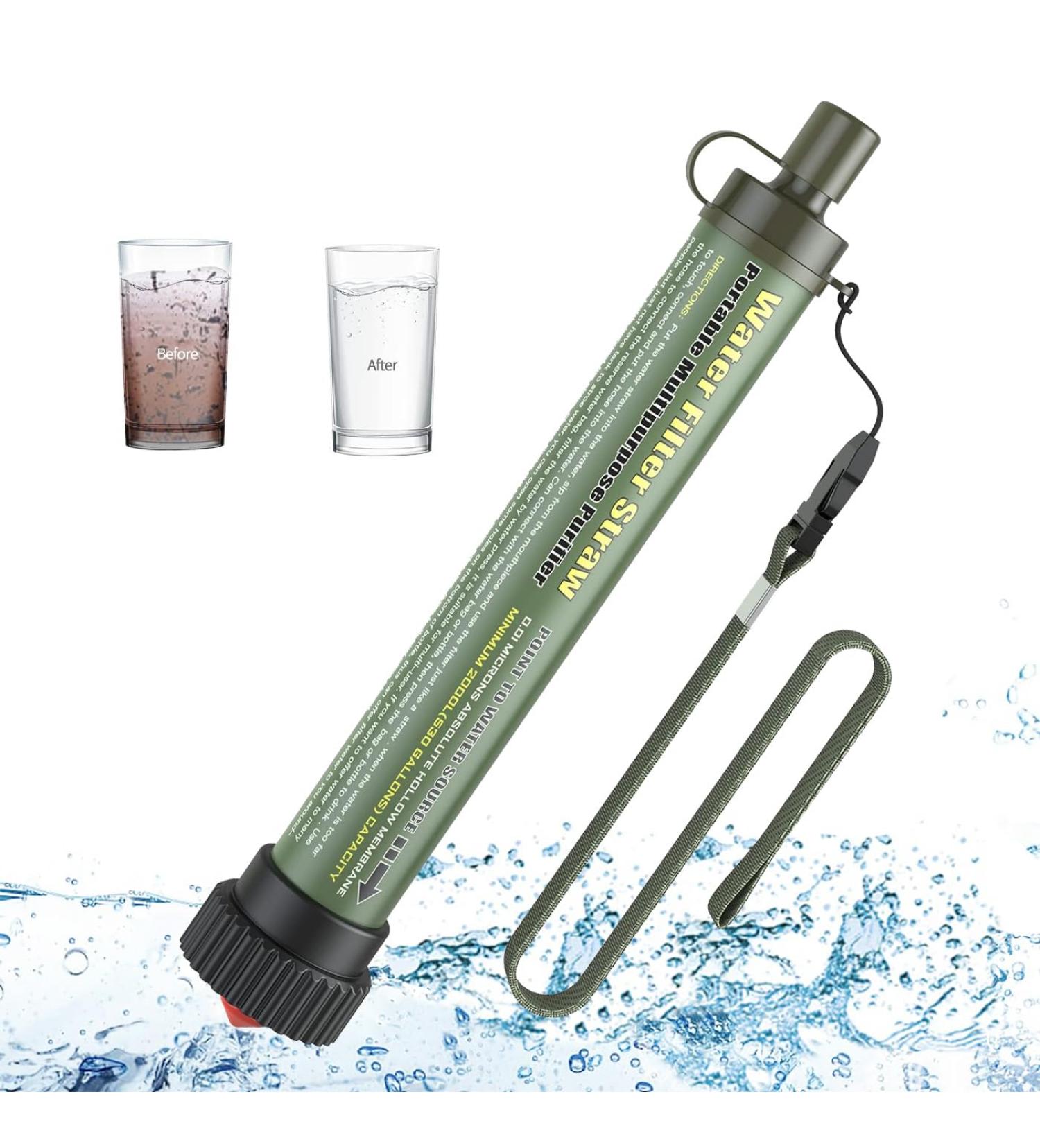 Lixada Outdoor Water Filter System - Ultrafilter Straw for Camping Travel Hiking & Fishing | Emergency Survival Gear - Army Green - Buy Online on GoSupps.com