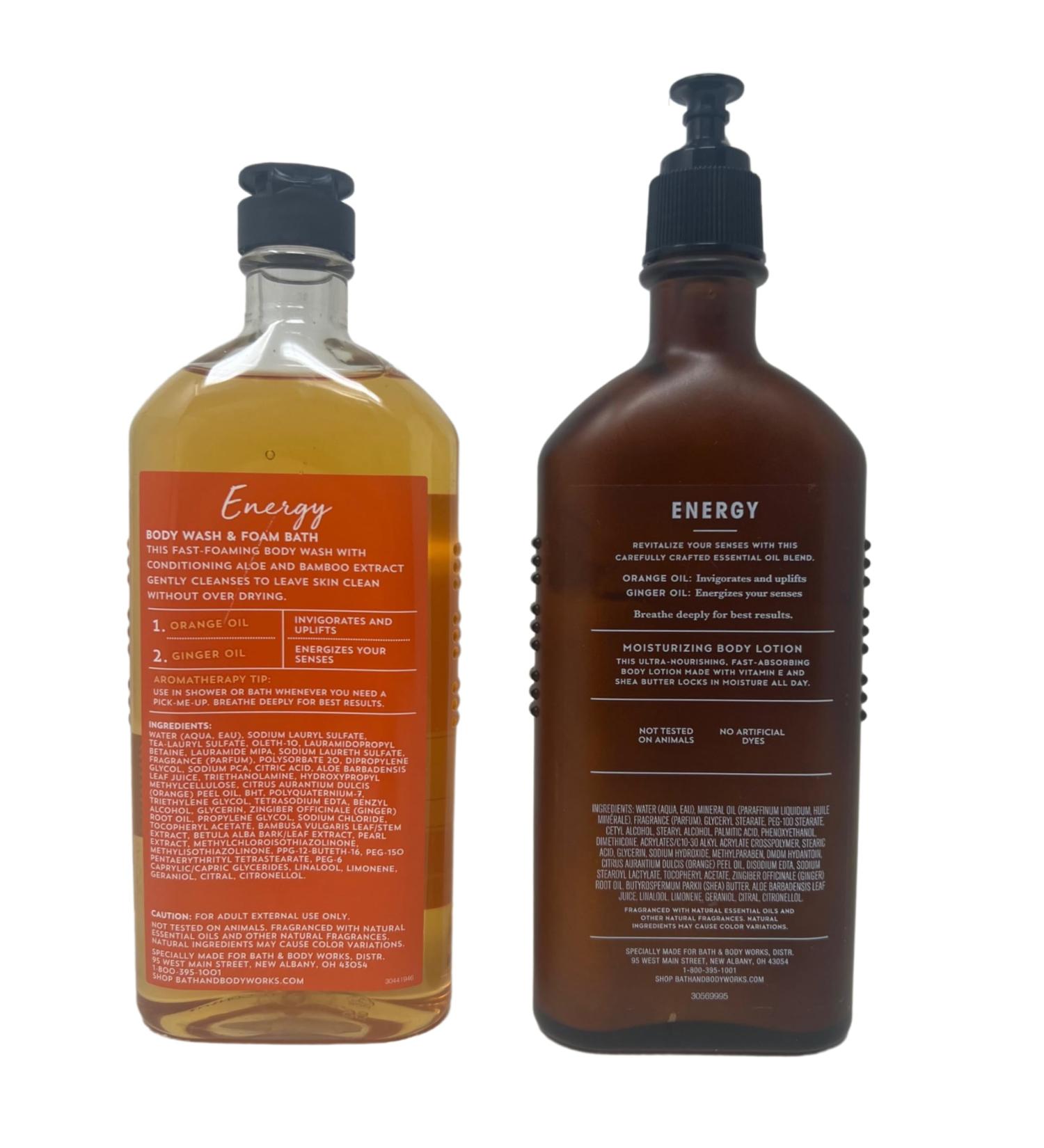 Bath & Body Works Aromatherapy Body Wash & Lotion Set - Energy Orange + Ginger
