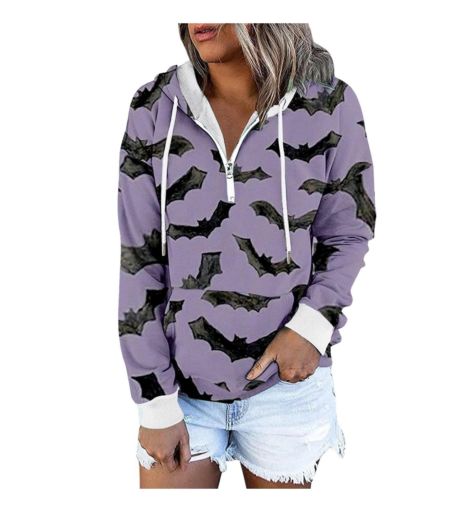 Women's Halloween Hoodie Pullover Tops Long Sleeve Sweatshirts with Gothic Autumn Shirt Medieval Costumes Fashion Purple XX-Large - Buy Online on GoSupps.com