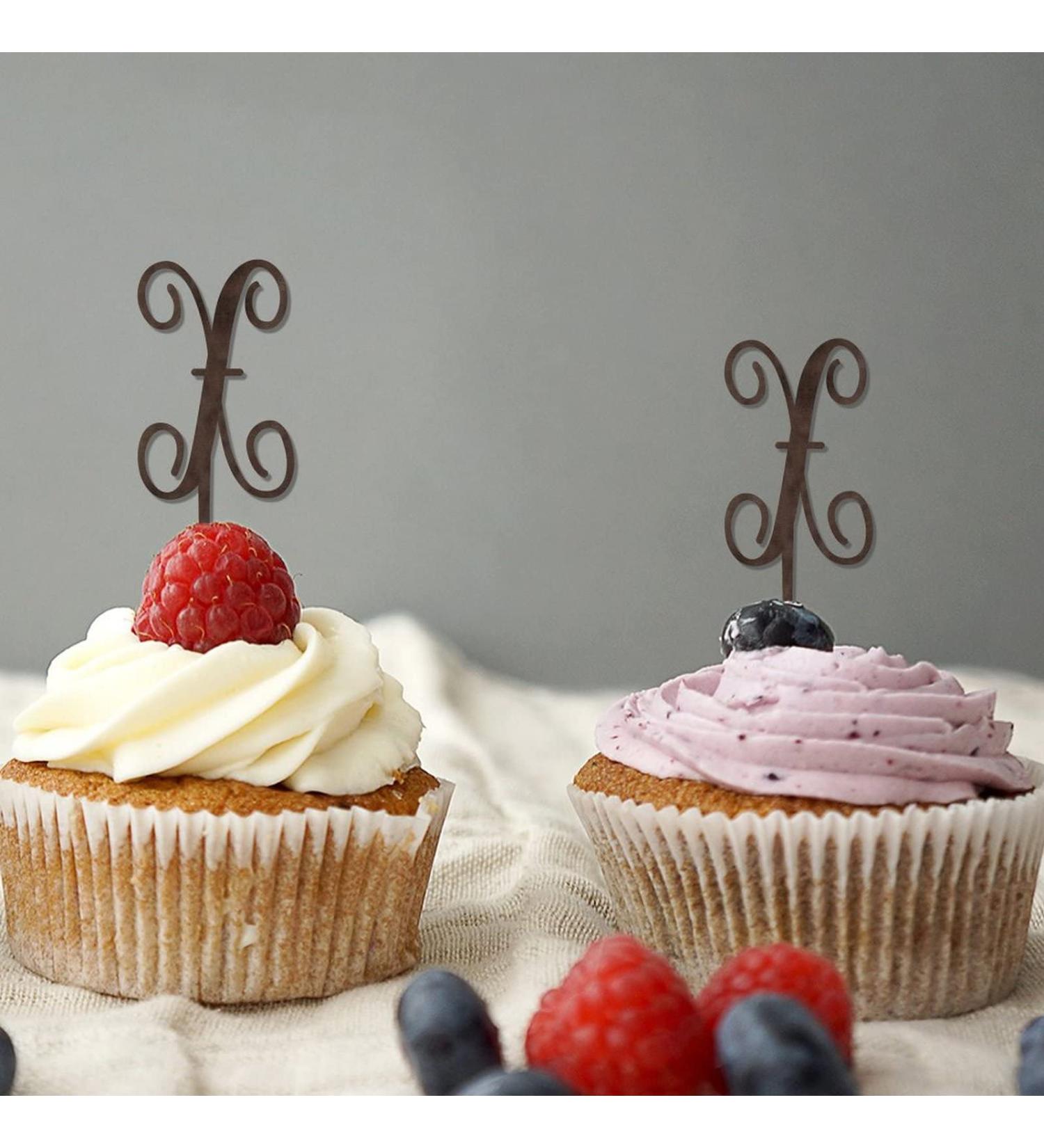 Letter X Wedding Cupcake Toppers Monogram Initial Last Name Brown For Wedding Engagement Party Decor Beach Floral Wreath Personalized 26Letters Bachelorette Gifts 6PCS Style-8 - Buy Online on GoSupps.com