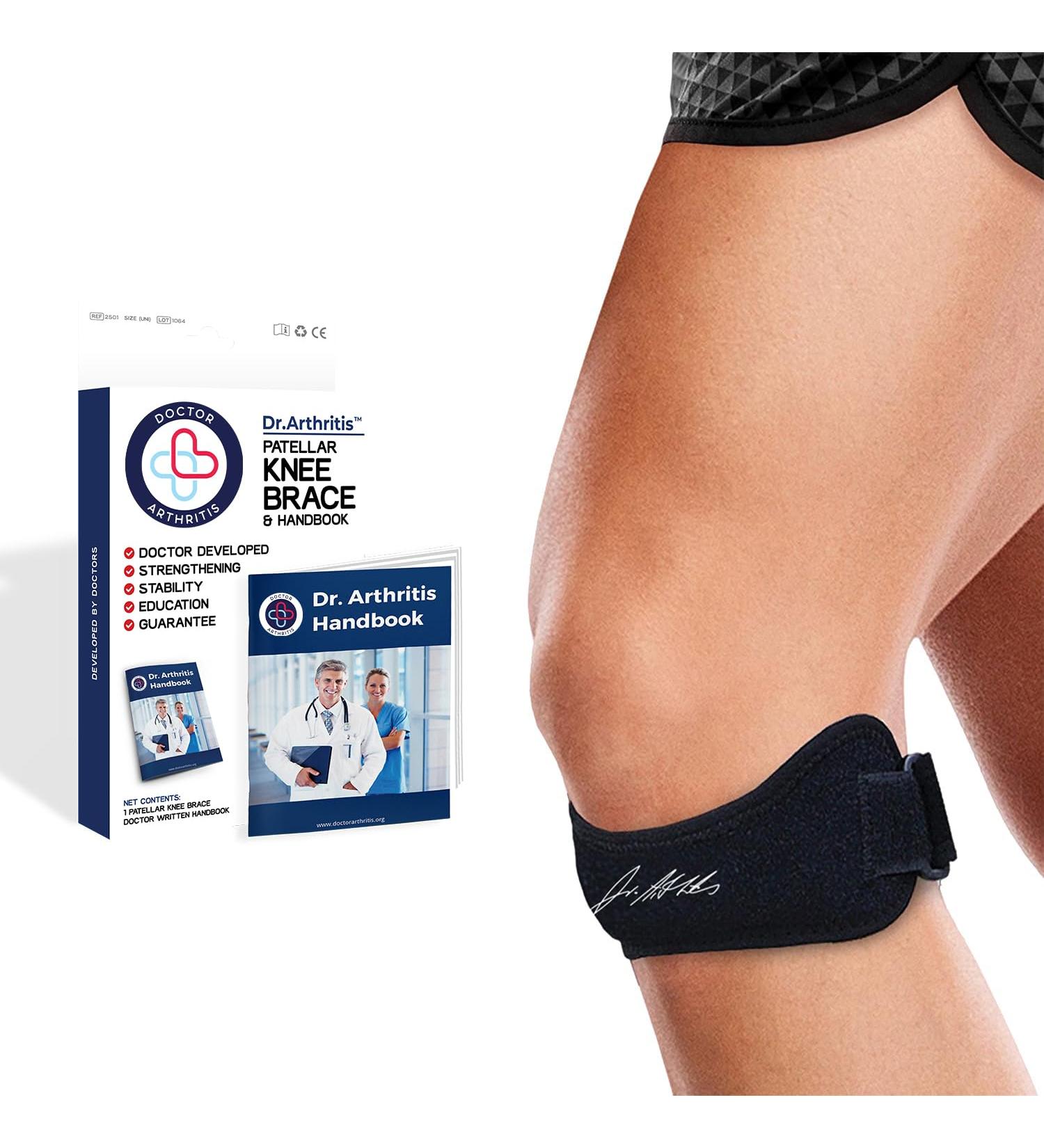 Doctor Developed Knee Patellar Brace SINGLE and Doctor Written Handbook - GUARANTEED relief for Arthritis Tendonitis Injury support Running & Weightlifting (Single Black) Single Black - Buy Online on GoSupps.com