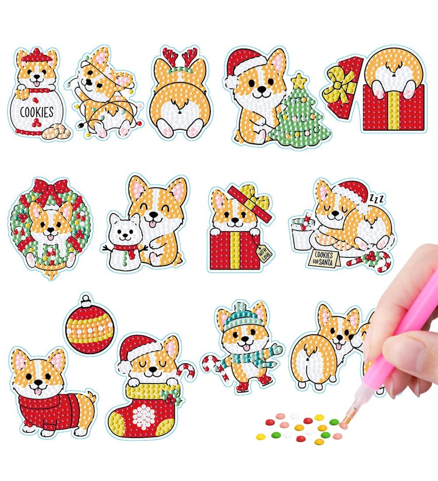 Savori Diamond Painting Stickers - Fun Gem Painting Kit for Kids | Christmas Corgi Design | Ideal for Girls and Boys - Buy Online on GoSupps.com