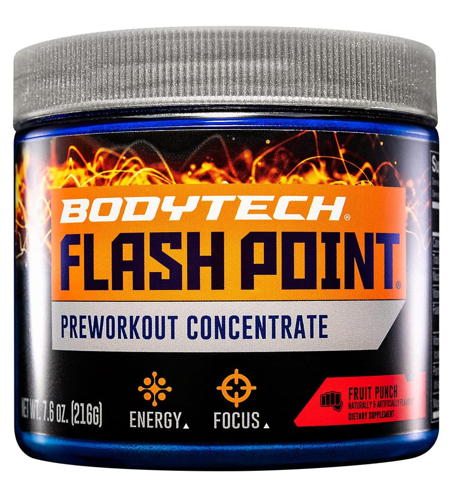 BodyTech Flash Point Pre Workout Concentrate - Energy, Focus, Stamina - Fruit Punch (200g Powder) - Buy Online on GoSupps.com