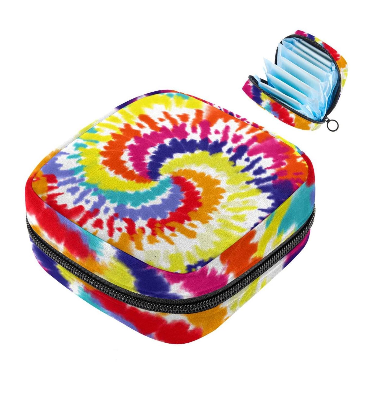 MUOOUM Sanitary Napkin Storage Bag Colored Tie Dye Menstrual Cup Pouch Portable Sanitary Napkin Pads Storage Bags Feminine Menstruation First Period Bag for Teen Girls Women Ladies Multi-colored 9 - Buy Online on GoSupps.com