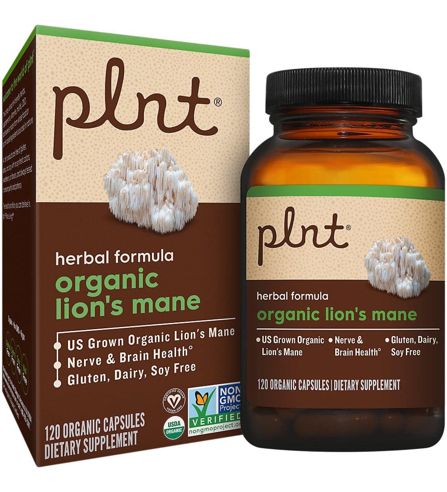 plnt Organic LionaTMs Mane Mushroom a Supports Nerve & Brain Health a 1 000 MG (120 Organic Capsules) 120 Count (Pack of 1) - Buy Online on GoSupps.com