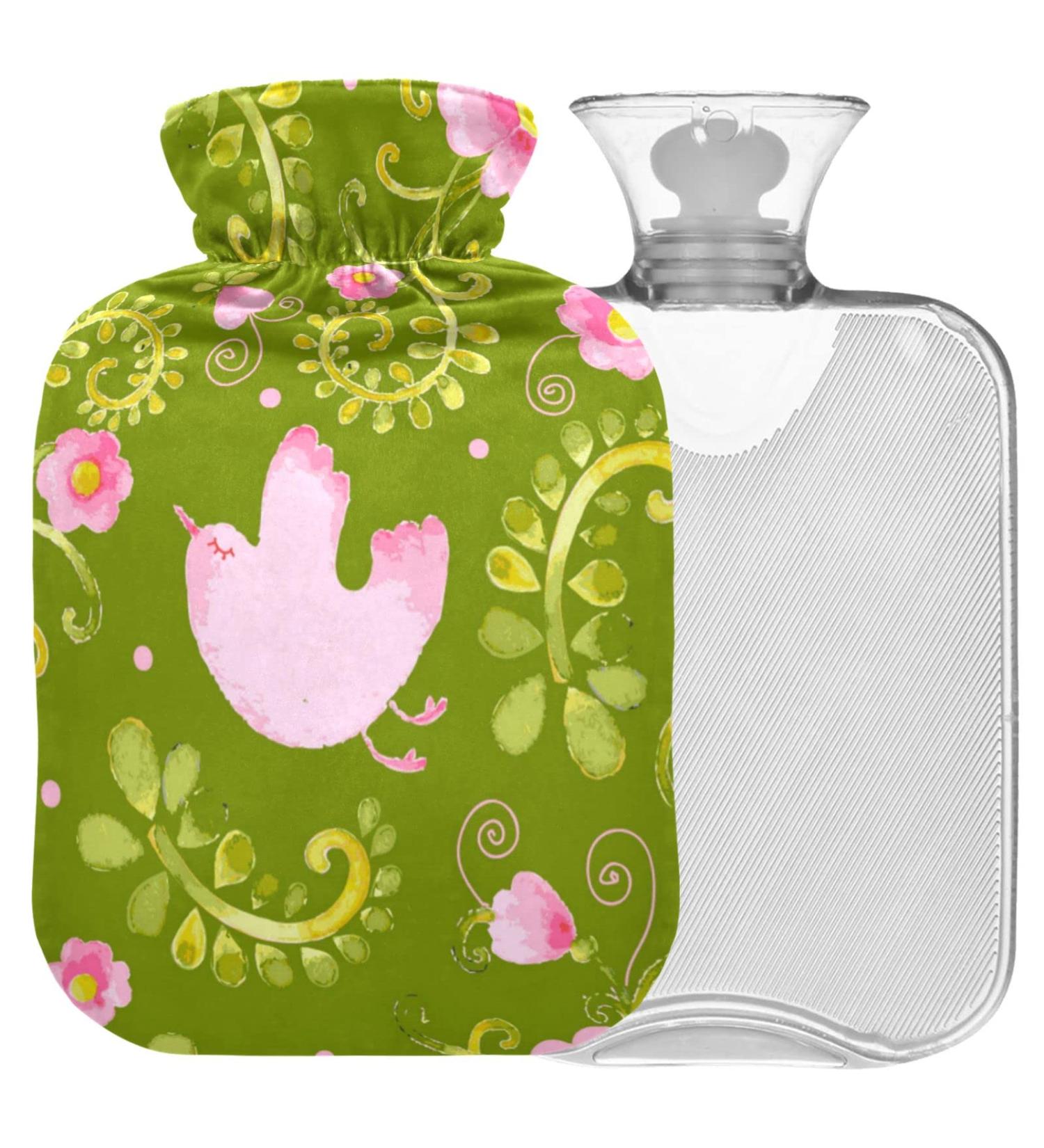 Naanle 2L Hot Water Bottle with Lid - Floral & Bird Design Perfect for Back Pain Relief & Hand/Foot Warmer Hot & Cold Therapy - Buy Online on GoSupps.com