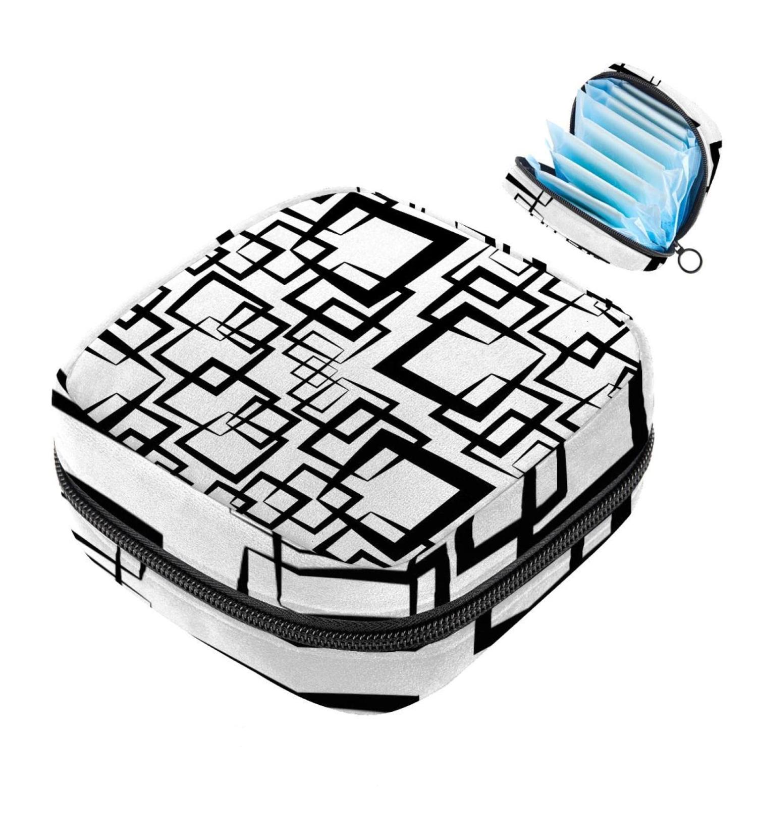 Menstrual Bag Zipper - Stylish Napkin & Tampon Collection Bag for Women & Girls | Black Box - Buy Online on GoSupps.com