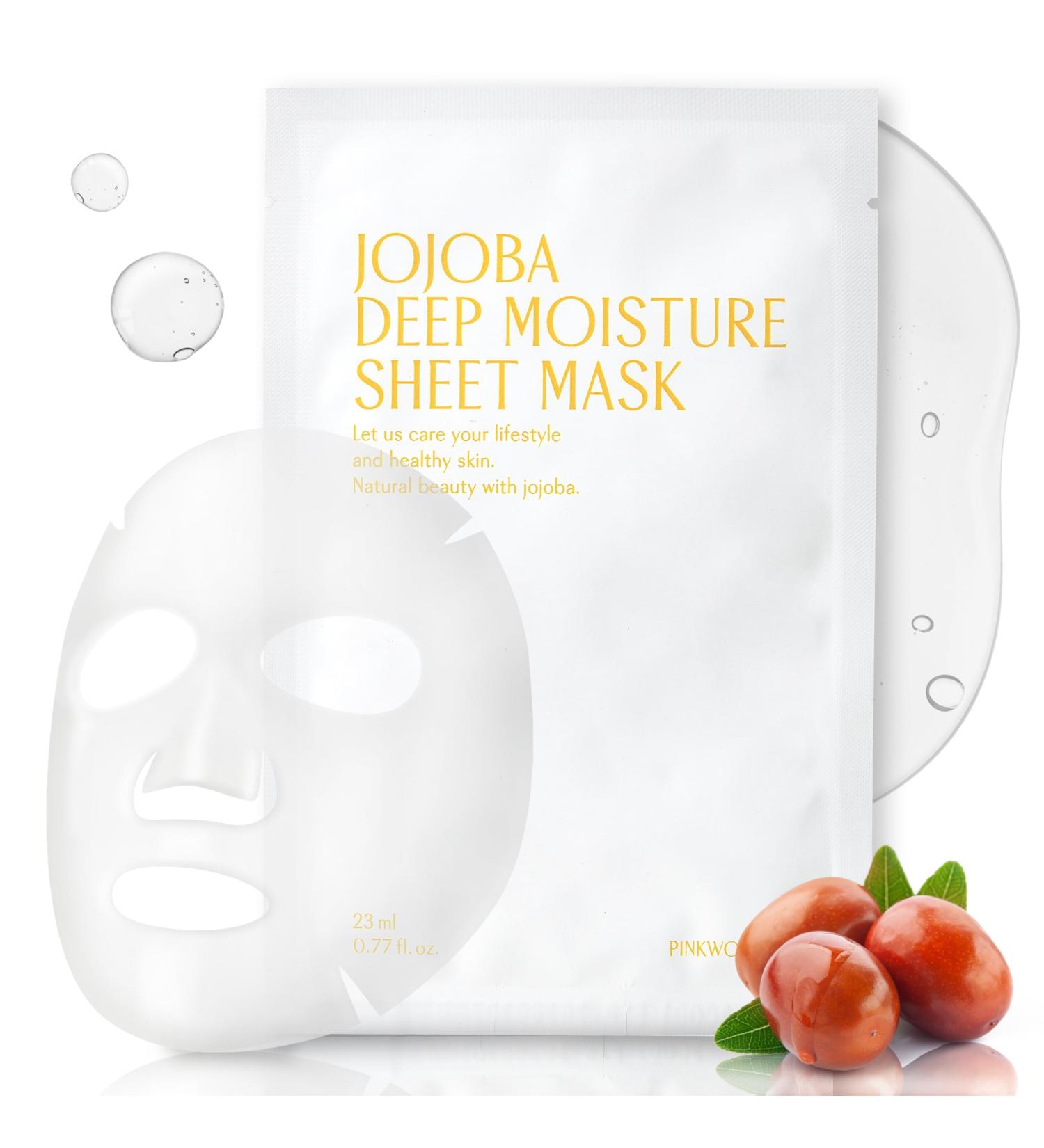 Jojoba Deep Moisture Sheet Masks (5EA) - Hydrating Jojoba Oil & Hyaluronic Acid for Dry Sensitive Skin | Vegan Korean Skincare - Buy Online on GoSupps.com