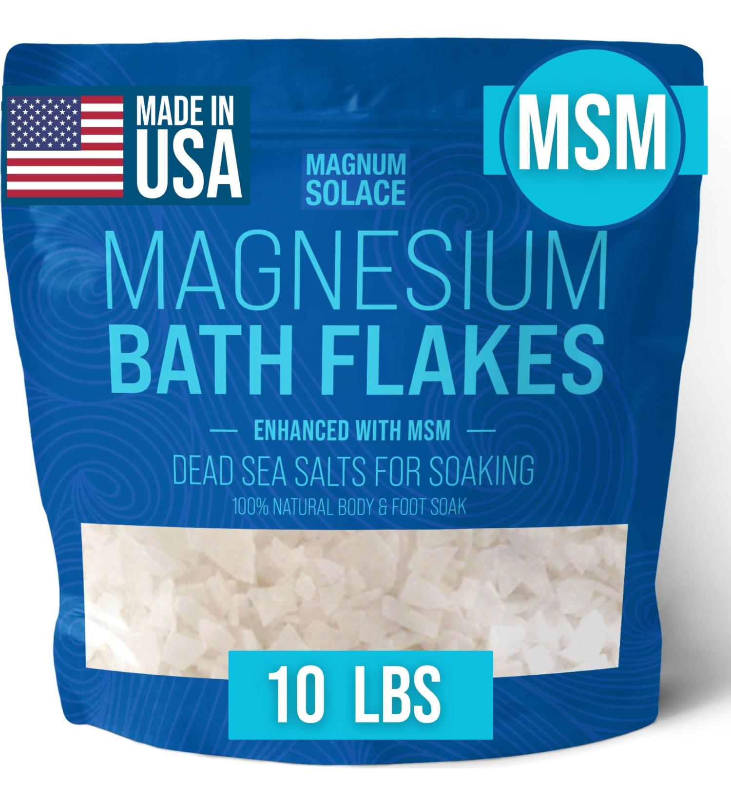 Buy Magnesium Flakes with MSM - 10 LBS Dead Sea Salts for Soaking | Magnesium Chloride Flakes for Relaxation & Relief - Fast International Shipping - Buy Online on GoSupps.com