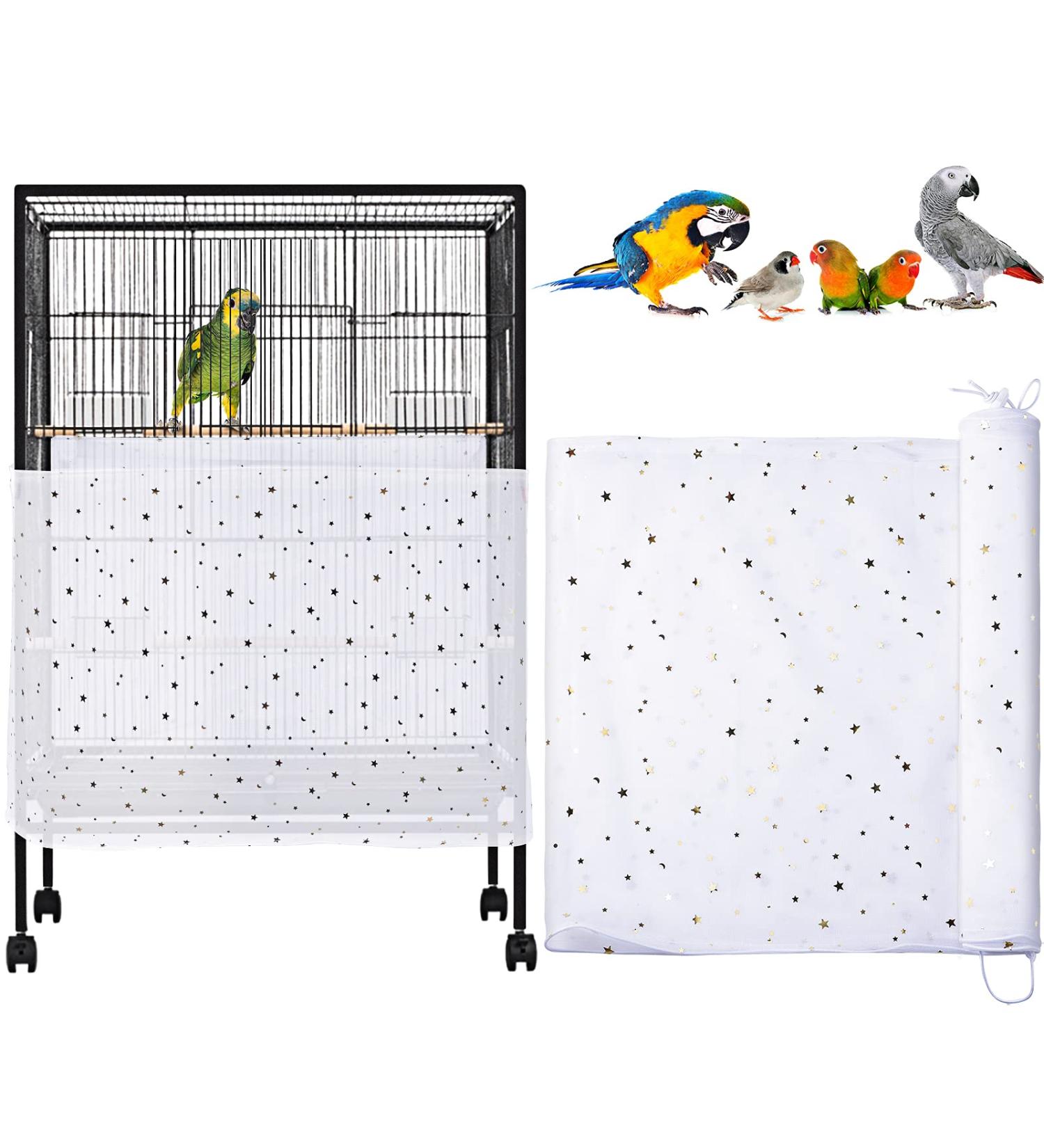 Shappy Universal Bird Cage Cover Skirt - White Nylon Mesh Net Guard for Parrots - 80 Inch & 118 Inch Options Available - Buy Online on GoSupps.com