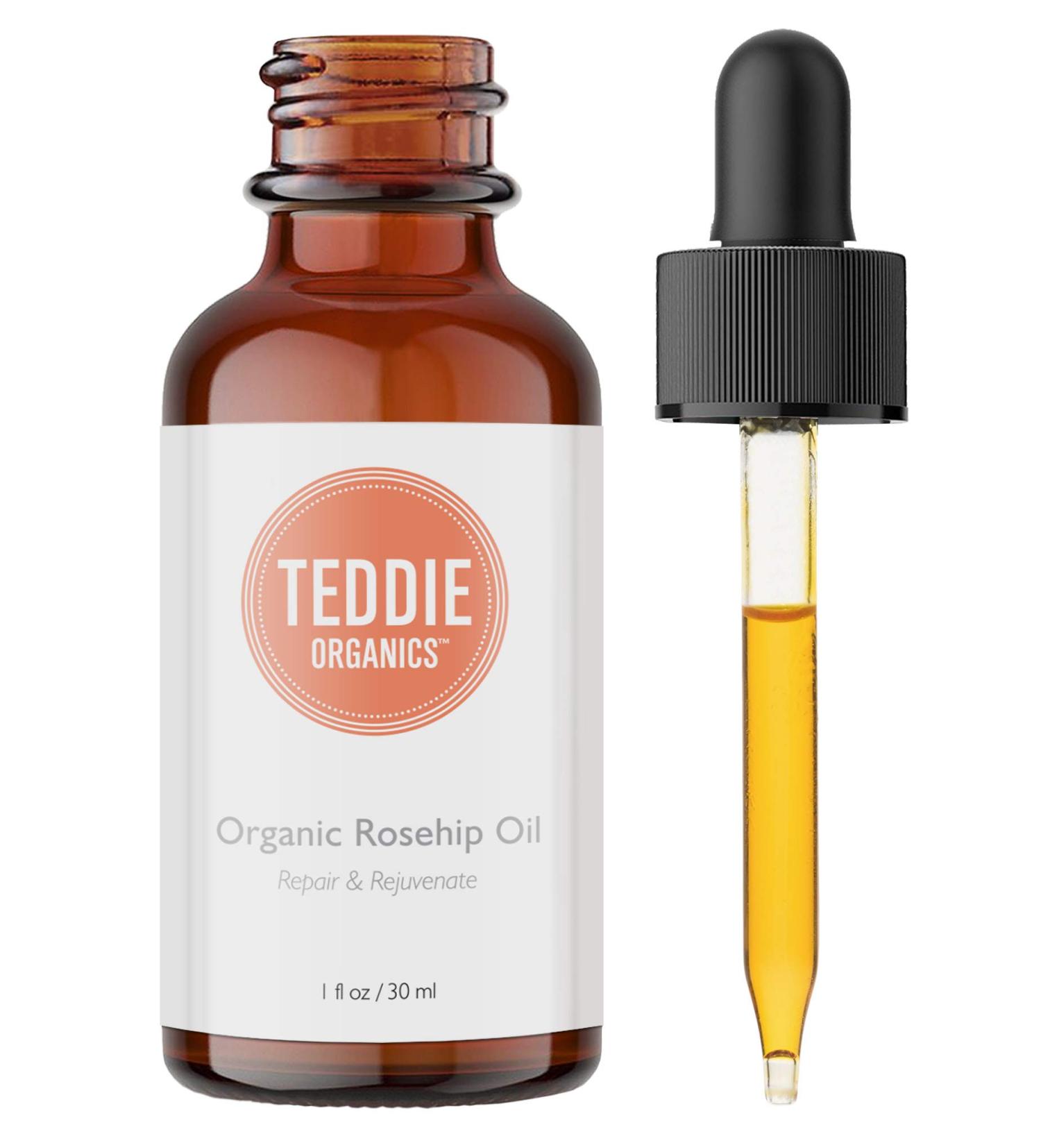 Teddie Organics Rosehip Seed Oil - 1oz Pure Rose Hip Oil for Face, Hair, and Skin - Carrier and Facial Oil - 1 Fl Oz - Buy Online on GoSupps.com