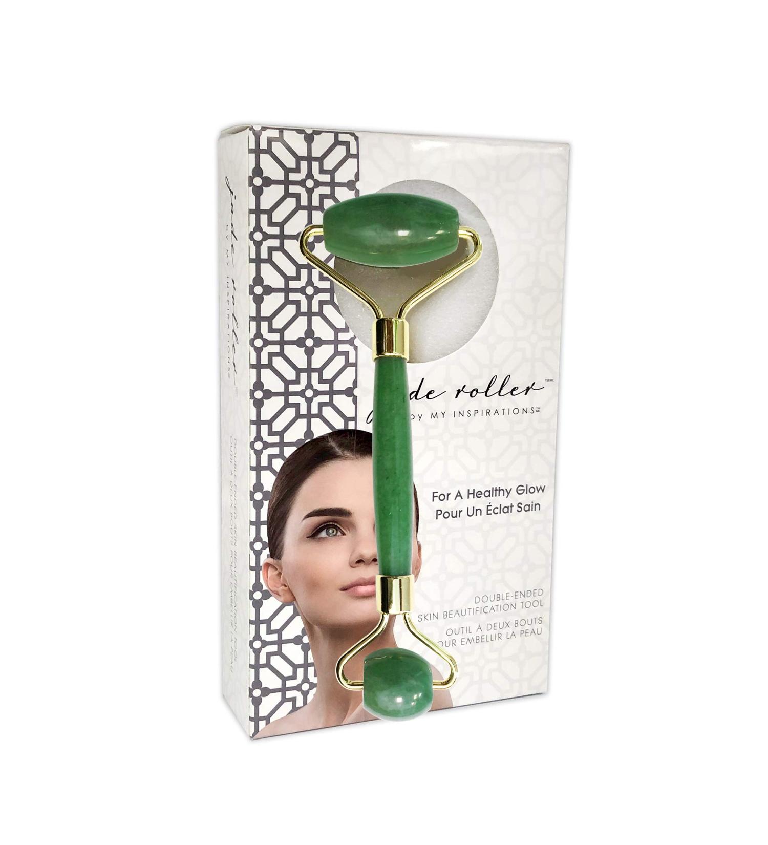 Jade Roller by My Inspirations | Facial Roller & Lymphatic Massager for Face Neck & Body | Reduces Fine Lines & Cools Skin - Buy Online on GoSupps.com