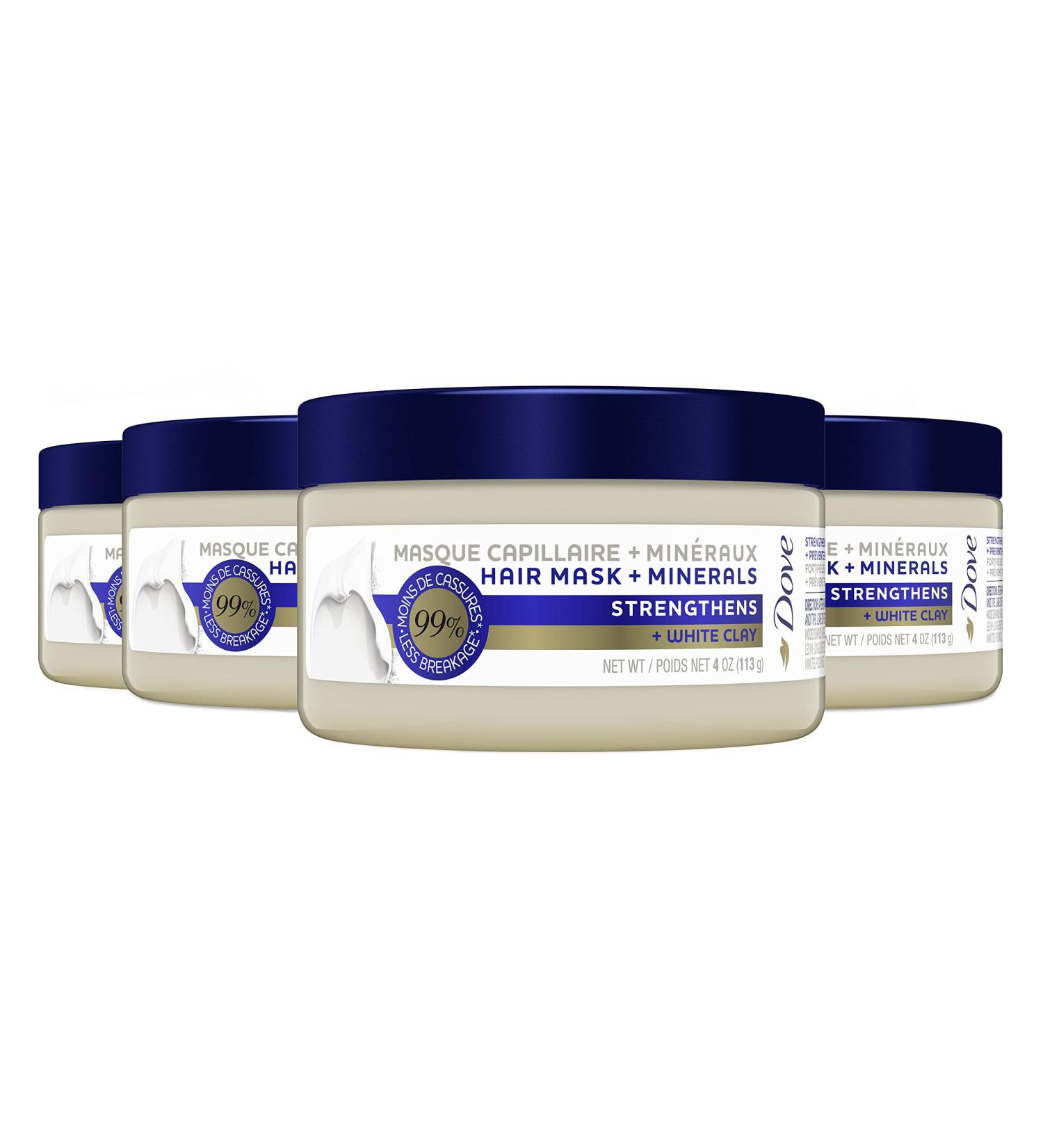 Dove Strengthening Hair Mask with White Clay - 4oz (Pack of 4) | Ideal for Damaged Hair & Hair Breakage - Buy Online on GoSupps.com