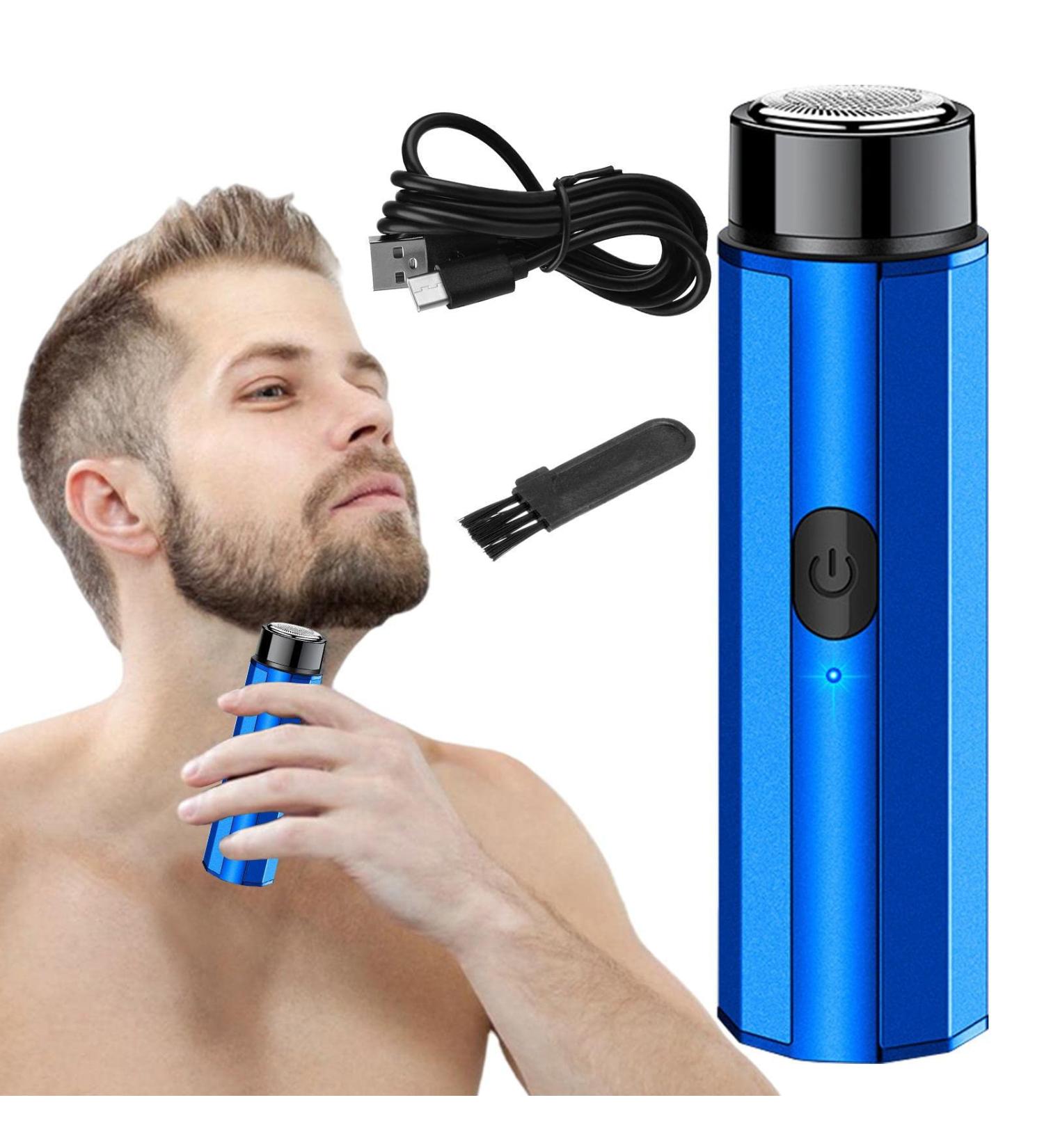 Travel Electric Rechargeable | Electric Shavers for Men Face | USB Rechargeable Mobile Pocket Size Shaver Precision Trimmer Wet Dry Use Travel Foil Shaver Hair Trimmer Blue - Buy Online on GoSupps.com