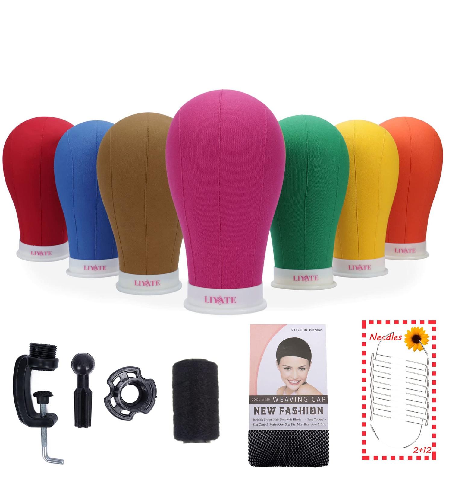 Wig Head 22 Inch Stand with Canvas Block Mannequin Head - Perfect for Wig Making and Styling - Rosy 22 Inch - Buy Online on GoSupps.com