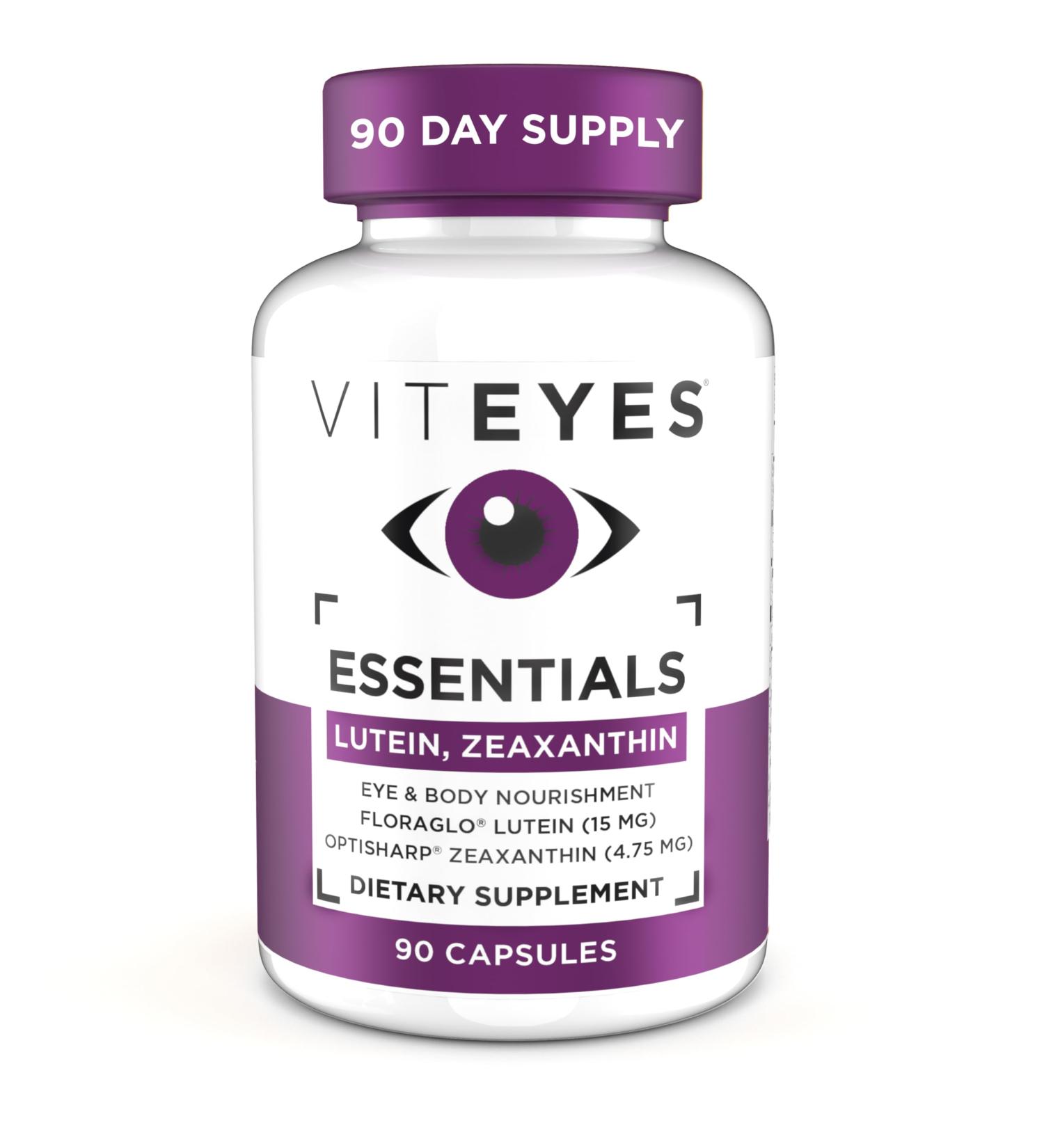 Viteyes Essentials Eye Health Dietary Supplement, Lutein & Zeaxanthin for Macular Support, 90 Capsules 90 Count (Pack of 1) - Buy Online on GoSupps.com
