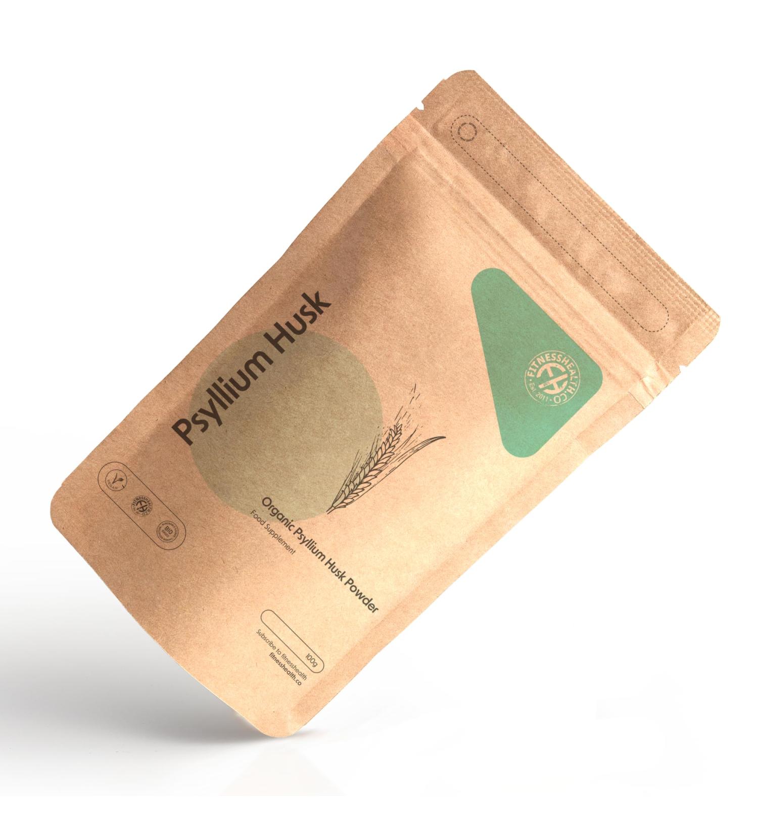 Psyllium Husk Powder 100g - Premium Quality Vegan Fibre Supplement - Gluten Free Plantago Ovata Powder - High Nutritional Value - Prebiotic Digestion Support - Buy Online on GoSupps.com
