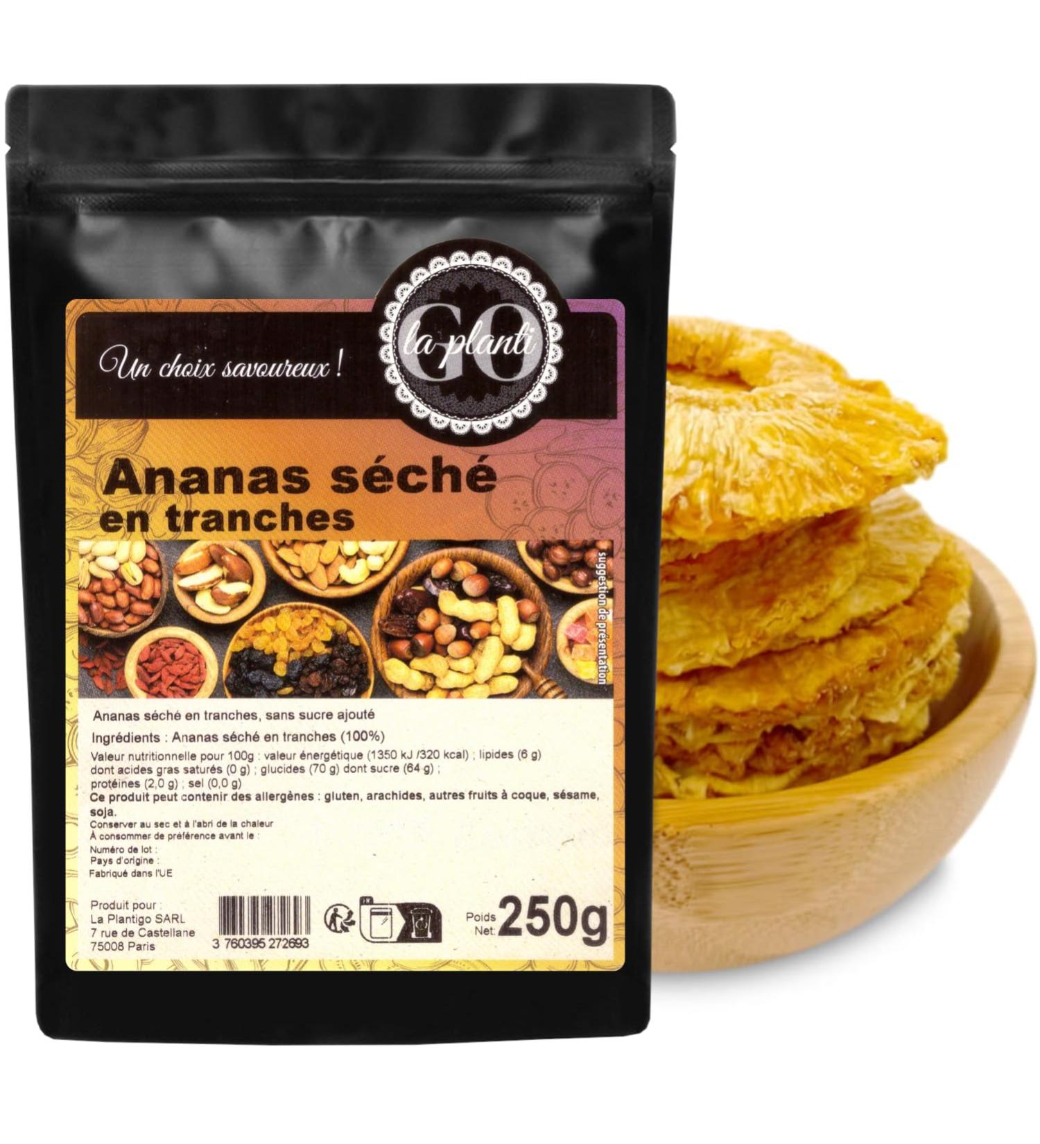 Ananas s ch en tranches sans sucre ajout 250 g - LA PLANTIGO - Buy Online on GoSupps.com