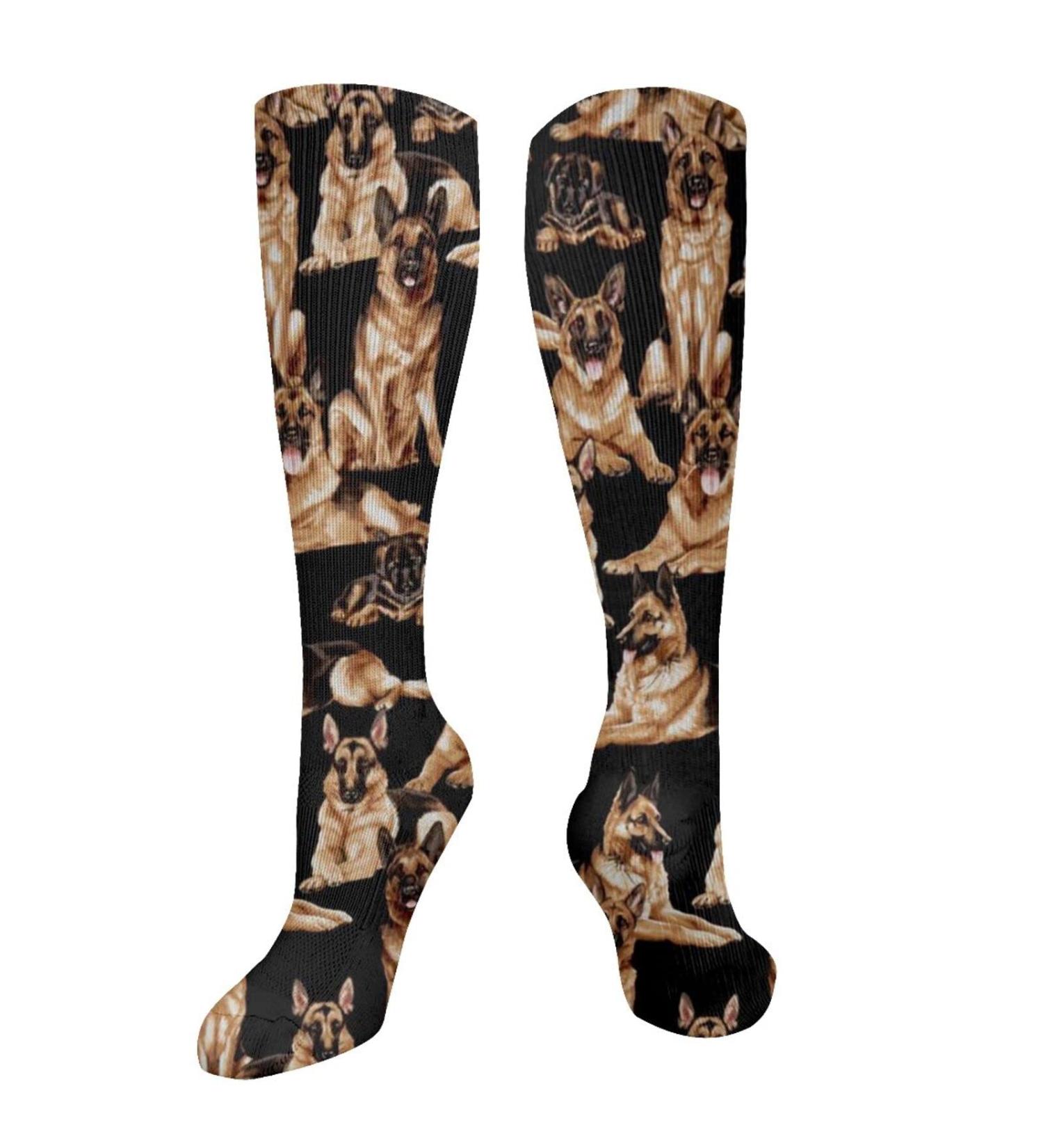 Dog Showan Shepherd's Black Compression Socks for Men & Women | 15-20 mmHg Support for Running & Cycling - Buy Online on GoSupps.com
