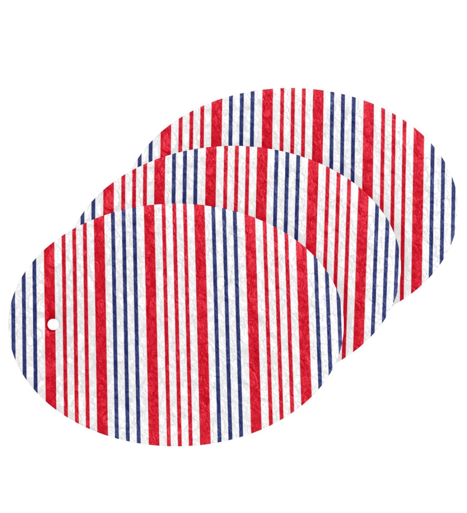 3-Pack Cleaning Kitchen Sponges Oval Nautical Stripes Kitchen Cellulose Dishwashing Wood Pulp Cotton - Buy Online on GoSupps.com