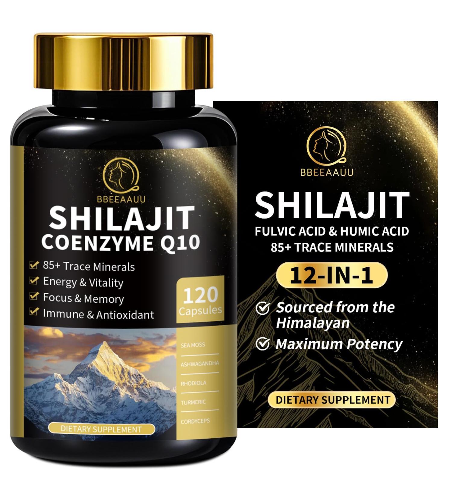Shilajit for Men with Sea Moss & Ashwagandha 12 in 1 Hima*Layan Shilajit Supplements Capsules with Coenzyme Q10 Fulvic Acid & Humic Acid Lion's Mane Support Energy & Immunity 120 Counts 120 Count (Pack of 1) - Buy Online on GoSupps.com