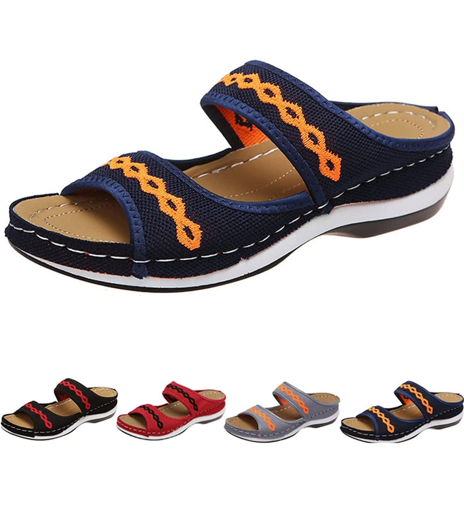 Women's Diabetic Walking Cross Sandals with Arch Support - Blue, Size 6.5 - Buy Online on GoSupps.com