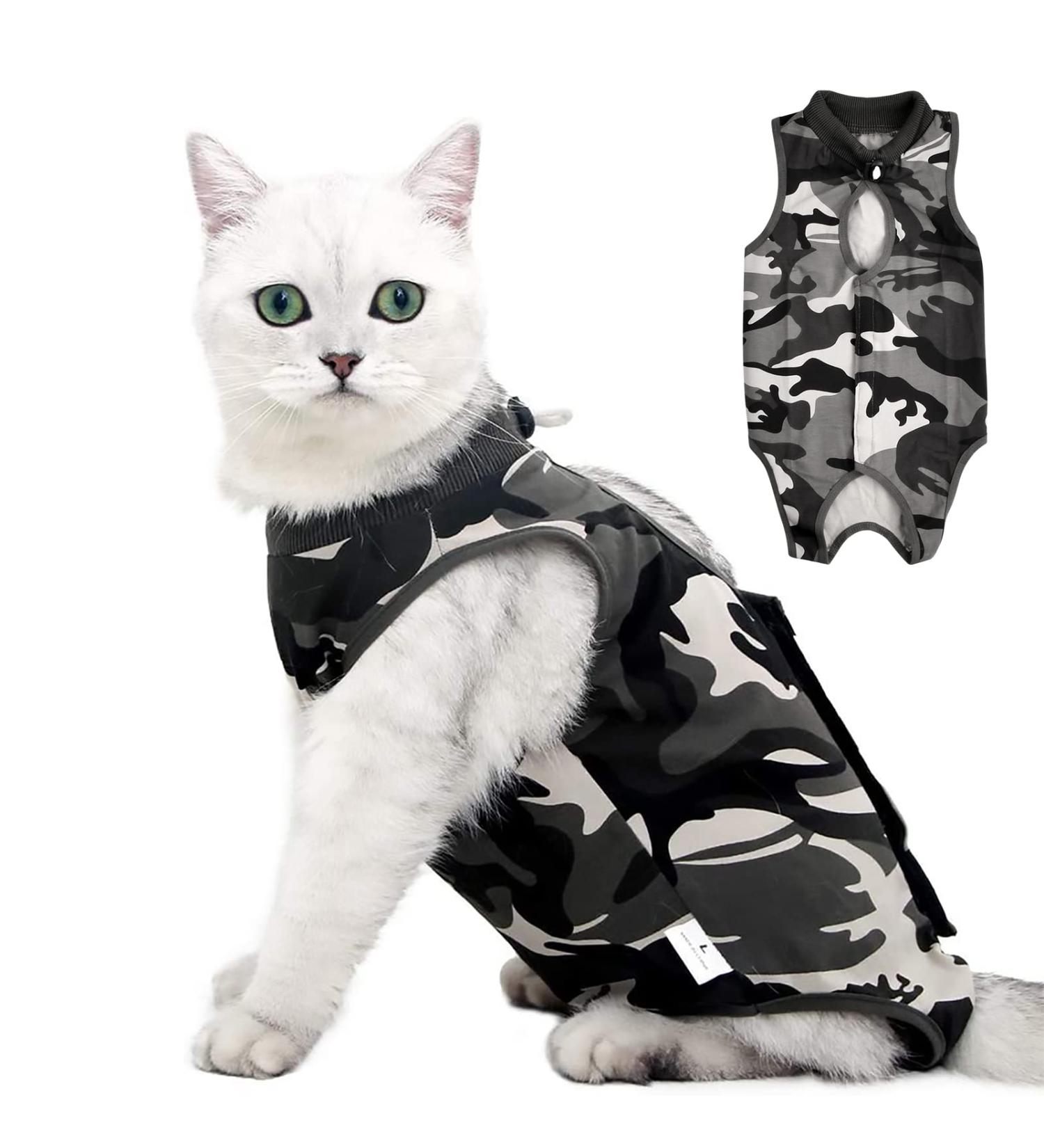heavenlife Cat Camouflage Recovery Suit Pet Surgery Suit Pet Physiological Clothes Cat Onesie Anti Licking Vest Shirt Cone E-Collar Alternative Bodysuit for Abdominal Wounds Skin Diseases (L) - Buy Online on GoSupps.com