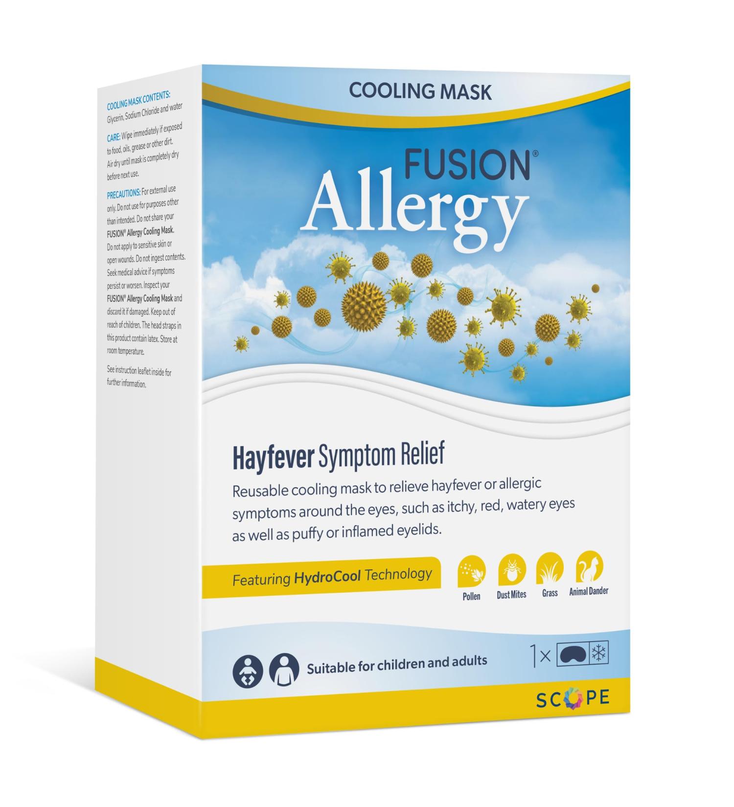 FUSION Allergy Cooling Eye Mask with HydroCool Technology - Super Soft & Reusable - Quick Relief from Hay Fever Symptoms Migraines Congestion Sinus Pain and Puffy Irritated Eyes - Buy Online on GoSupps.com