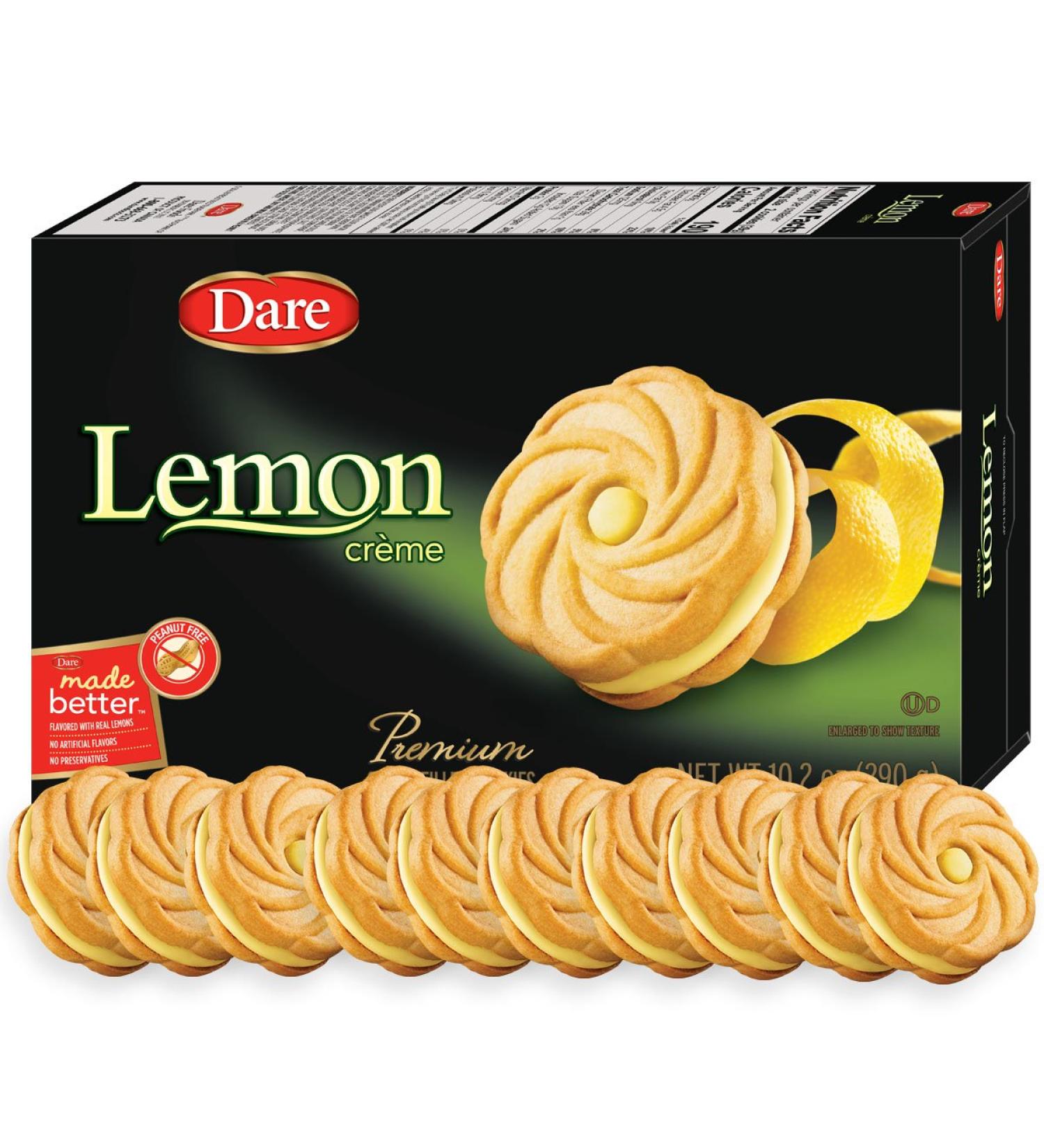 Dare Lemon Crأ¨me Cookies - Real Lemon Filling, Peanut Free, 10.2 oz (Pack of 12) - Buy Online on GoSupps.com